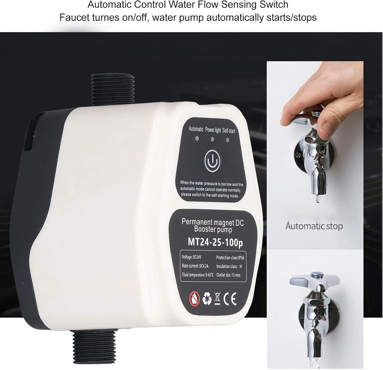 پمپ تقویت کننده اتوماتیک خانگی Eujgoov 100W 24V، پمپ گریز از مرکز کوچک، پمپ تحت فشار لوله دوش آبگرمکن خورشیدی، پمپ باس پمپ تقویت کننده اتوماتیک خانگی Eujgoov 100W 24V، پمپ گریز از مرکز کوچک، پمپ تحت فشار لوله دوش آبگرمکن خورشیدی، پمپ باس