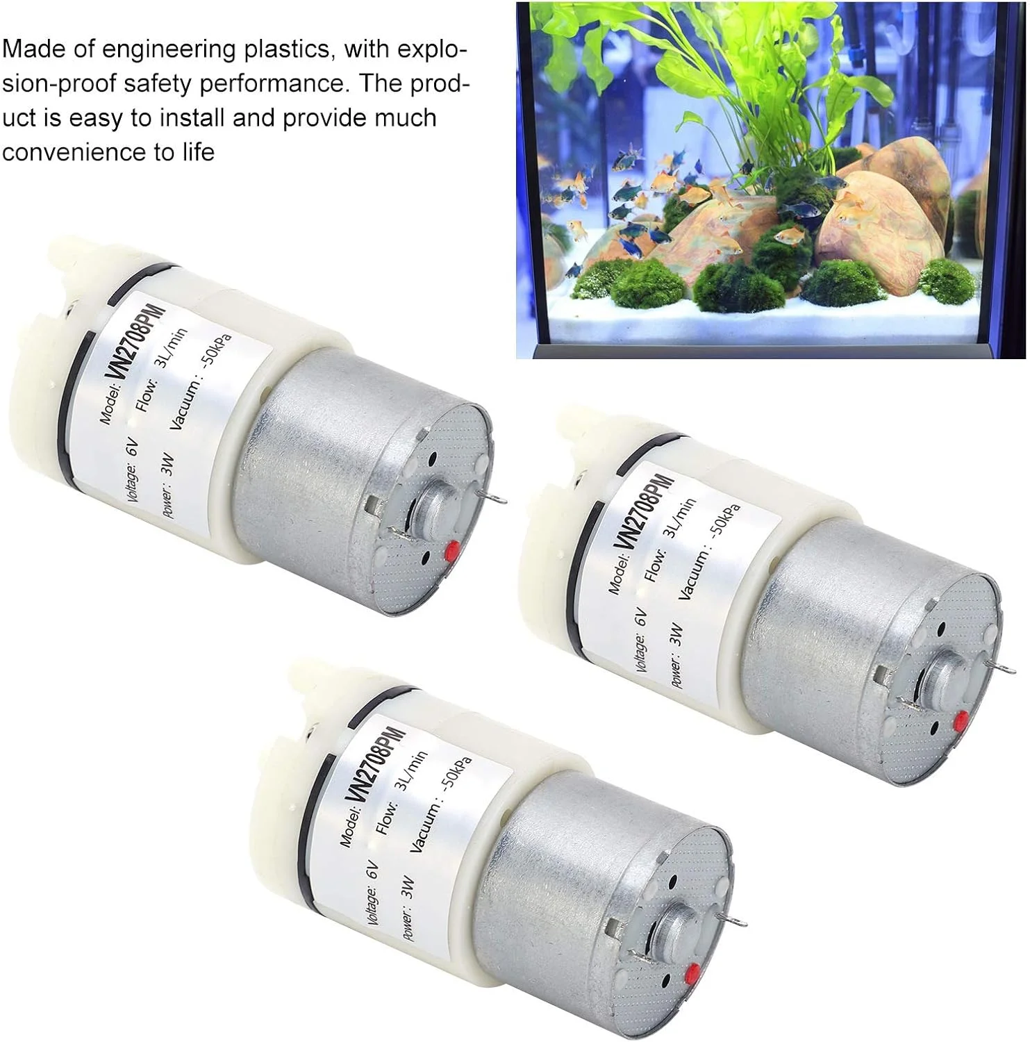 پمپ دیافراگمی Eujgoov مدل 3 عددی، میکرو، مینی موتور هوا و آب خلاء، برای ماهی DC 6V (VN2708PM)، نرخ جریان 3 لیتر در دقیقه پمپ دیافراگمی Eujgoov مدل 3 عددی، میکرو، مینی موتور هوا و آب خلاء، برای ماهی DC 6V (VN2708PM)، نرخ جریان 3 لیتر در دقیقه