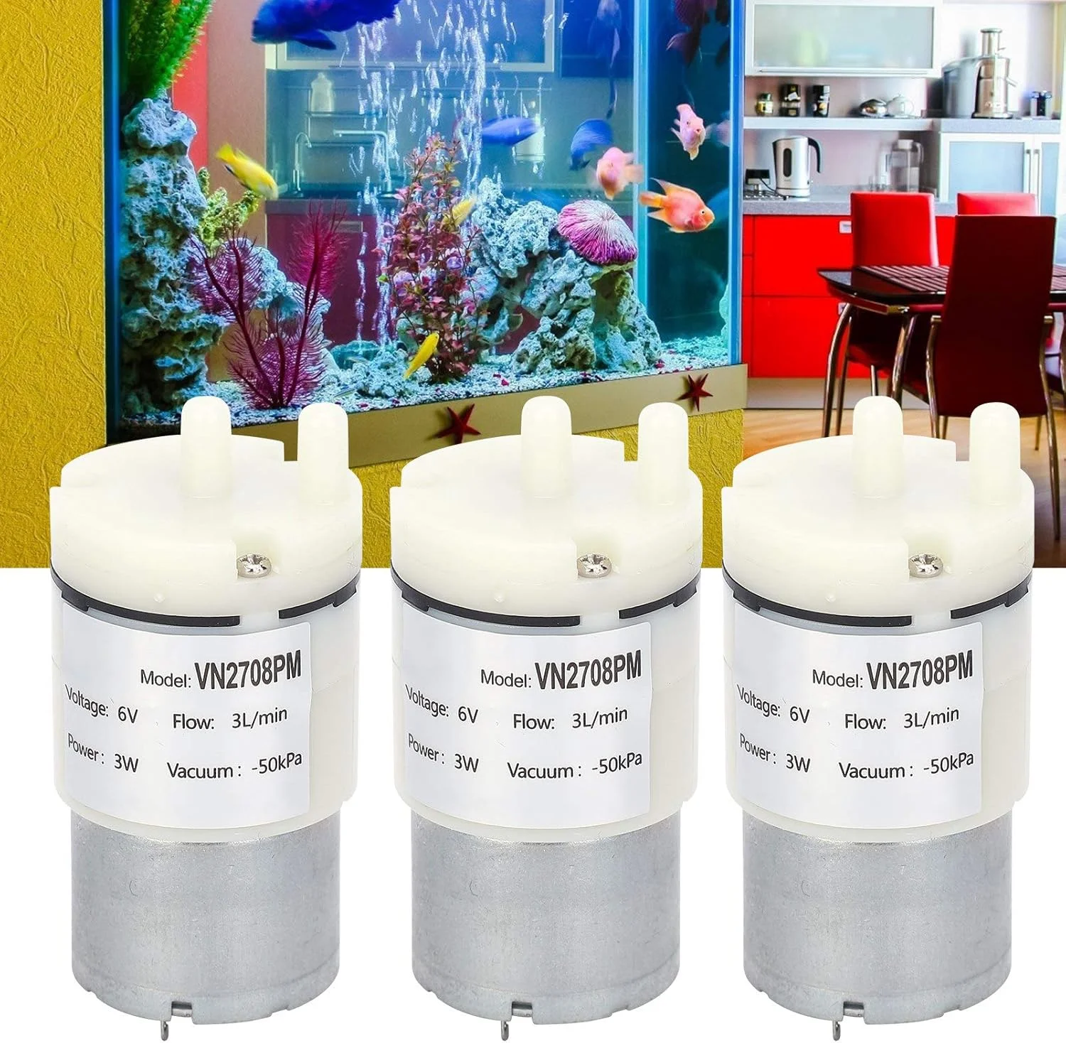 پمپ دیافراگمی Eujgoov مدل 3 عددی، میکرو، مینی موتور هوا و آب خلاء، برای ماهی DC 6V (VN2708PM)، نرخ جریان 3 لیتر در دقیقه پمپ دیافراگمی Eujgoov مدل 3 عددی، میکرو، مینی موتور هوا و آب خلاء، برای ماهی DC 6V (VN2708PM)، نرخ جریان 3 لیتر در دقیقه
