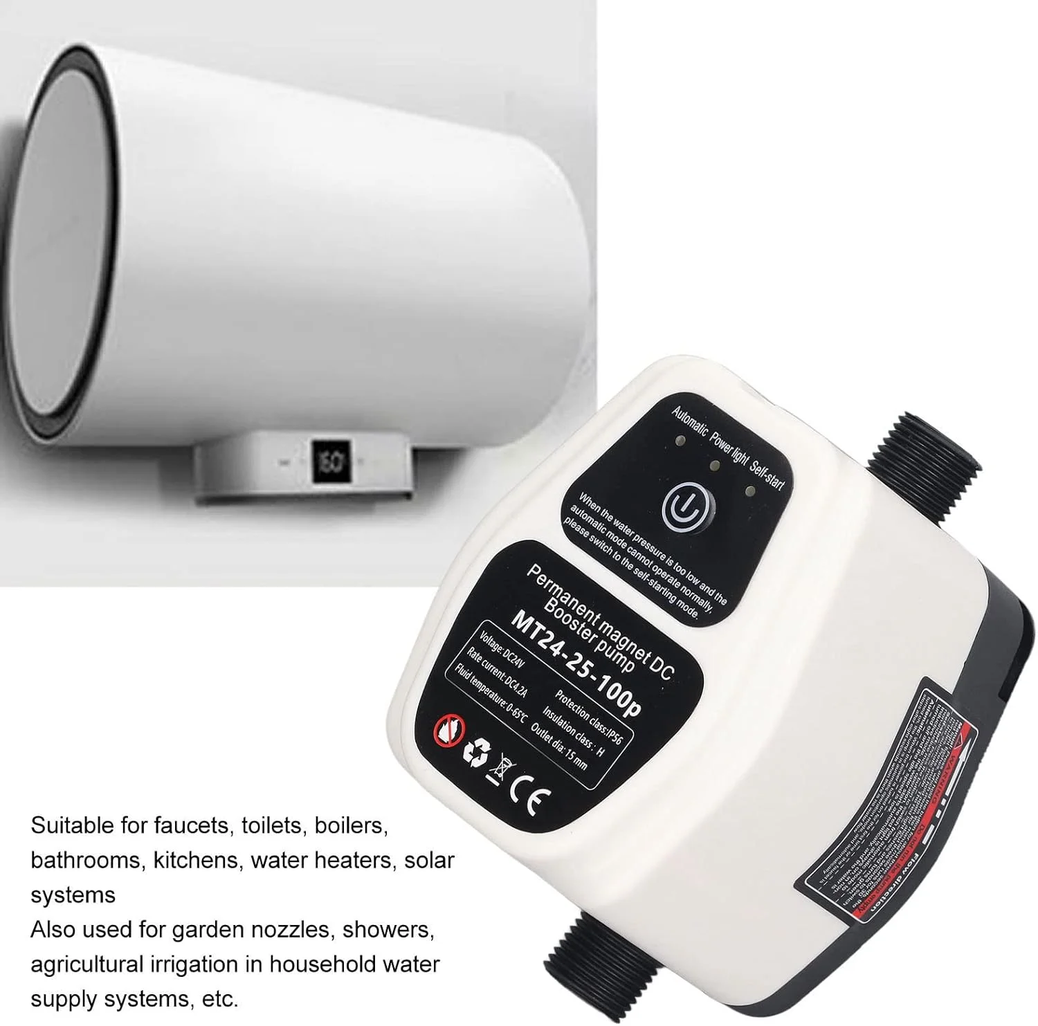 پمپ تقویت کننده اتوماتیک خانگی Eujgoov 100W 24V، پمپ گریز از مرکز کوچک، پمپ تحت فشار لوله دوش آبگرمکن خورشیدی، پمپ باس پمپ تقویت کننده اتوماتیک خانگی Eujgoov 100W 24V، پمپ گریز از مرکز کوچک، پمپ تحت فشار لوله دوش آبگرمکن خورشیدی، پمپ باس