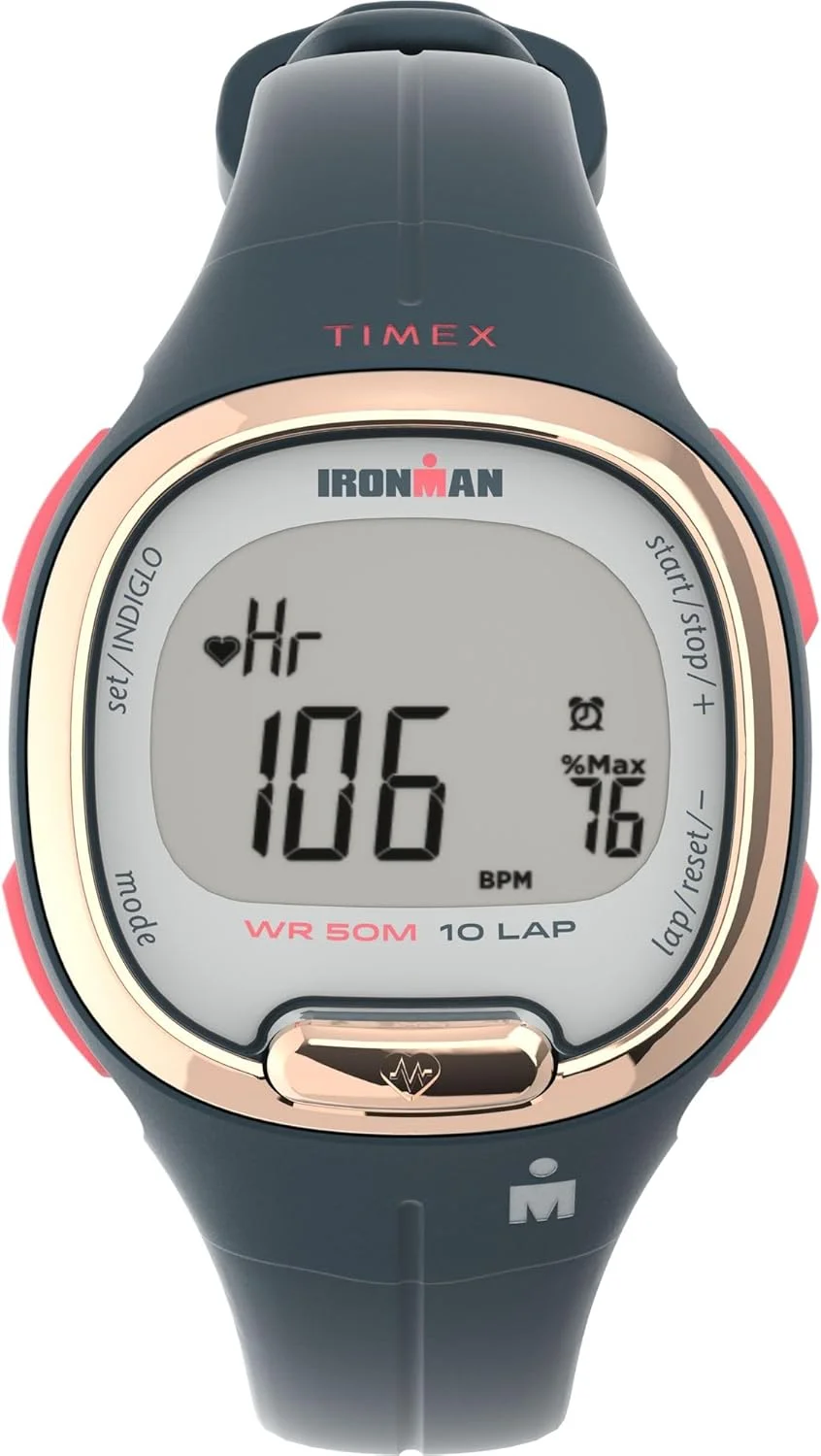 ساعت تایمکس Ironman Triathlon Transit+ با قابلیت ردیابی فعالیت و ضربان قلب 33 میلی‌متری – سرمه‌ای با بند رزینی