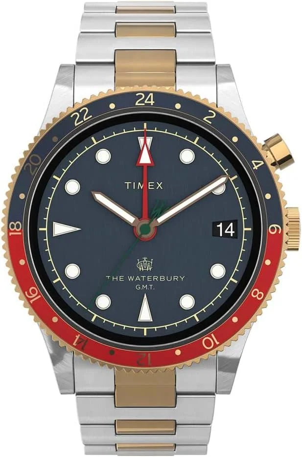 ساعت مچی مردانه تایمکس مدل Waterbury Traditional GMT با قاب استیل ضد زنگ 39 میلی متری