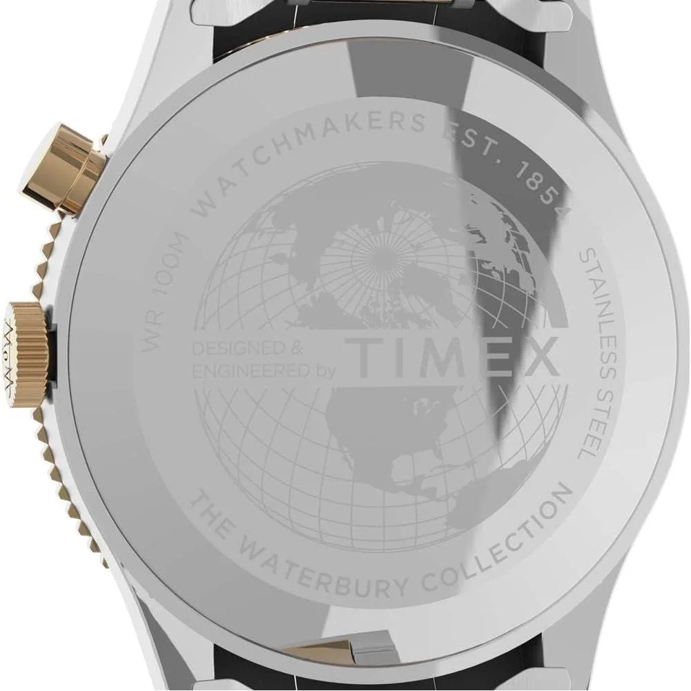 ساعت مچی مردانه تایمکس مدل Waterbury Traditional GMT با قاب استیل ضد زنگ 39 میلی متری ساعت مچی مردانه تایمکس مدل Waterbury Traditional GMT با قاب استیل ضد زنگ 39 میلی متری