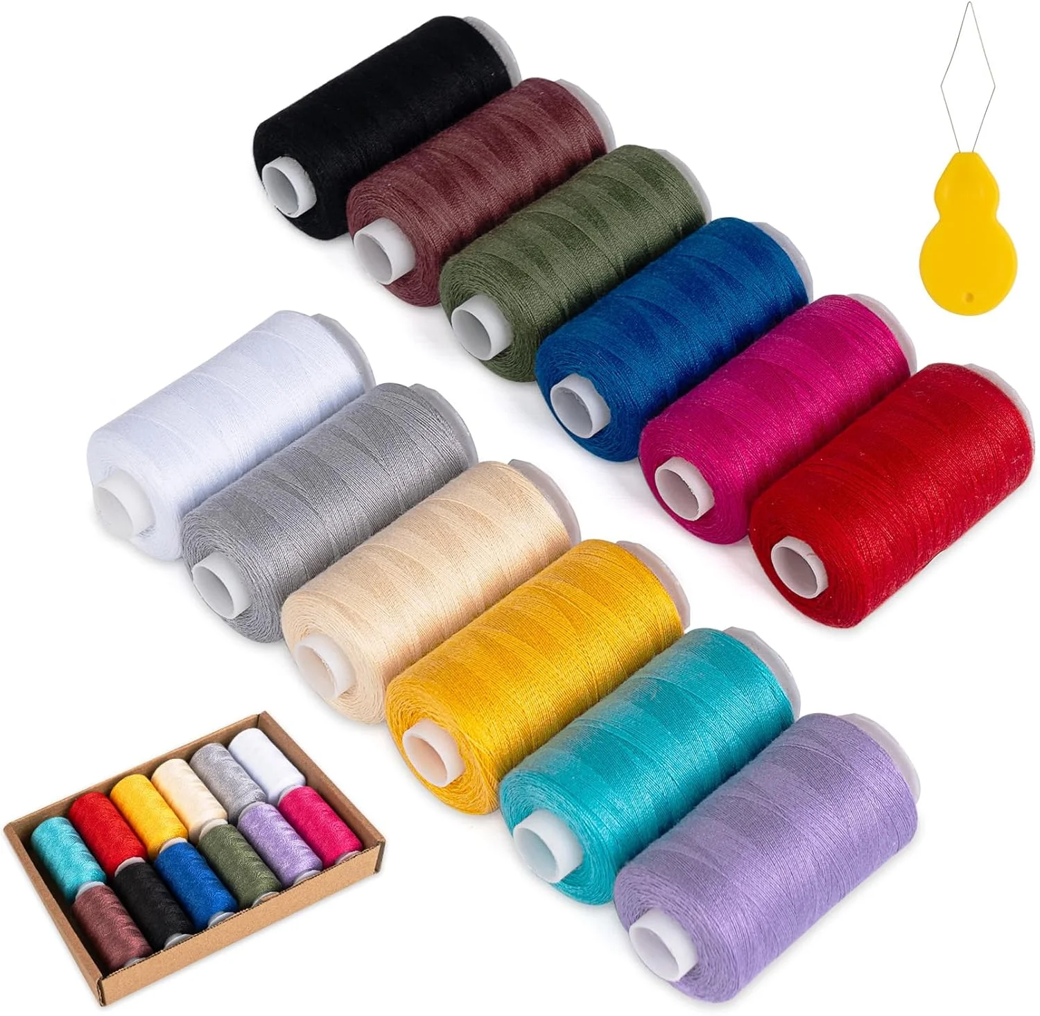 نخ خیاطی ilauke، نخ پلی استر 12 رنگ 700 یارد در هر قرقره، نخ همه منظوره برای مجموعه نخ خیاطی، نخ لحاف دوزی دستی و چرخ خیاطی نخ خیاطی ilauke، نخ پلی استر 12 رنگ 700 یارد در هر قرقره، نخ همه منظوره برای مجموعه نخ خیاطی، نخ لحاف دوزی دستی و چرخ خیاطی