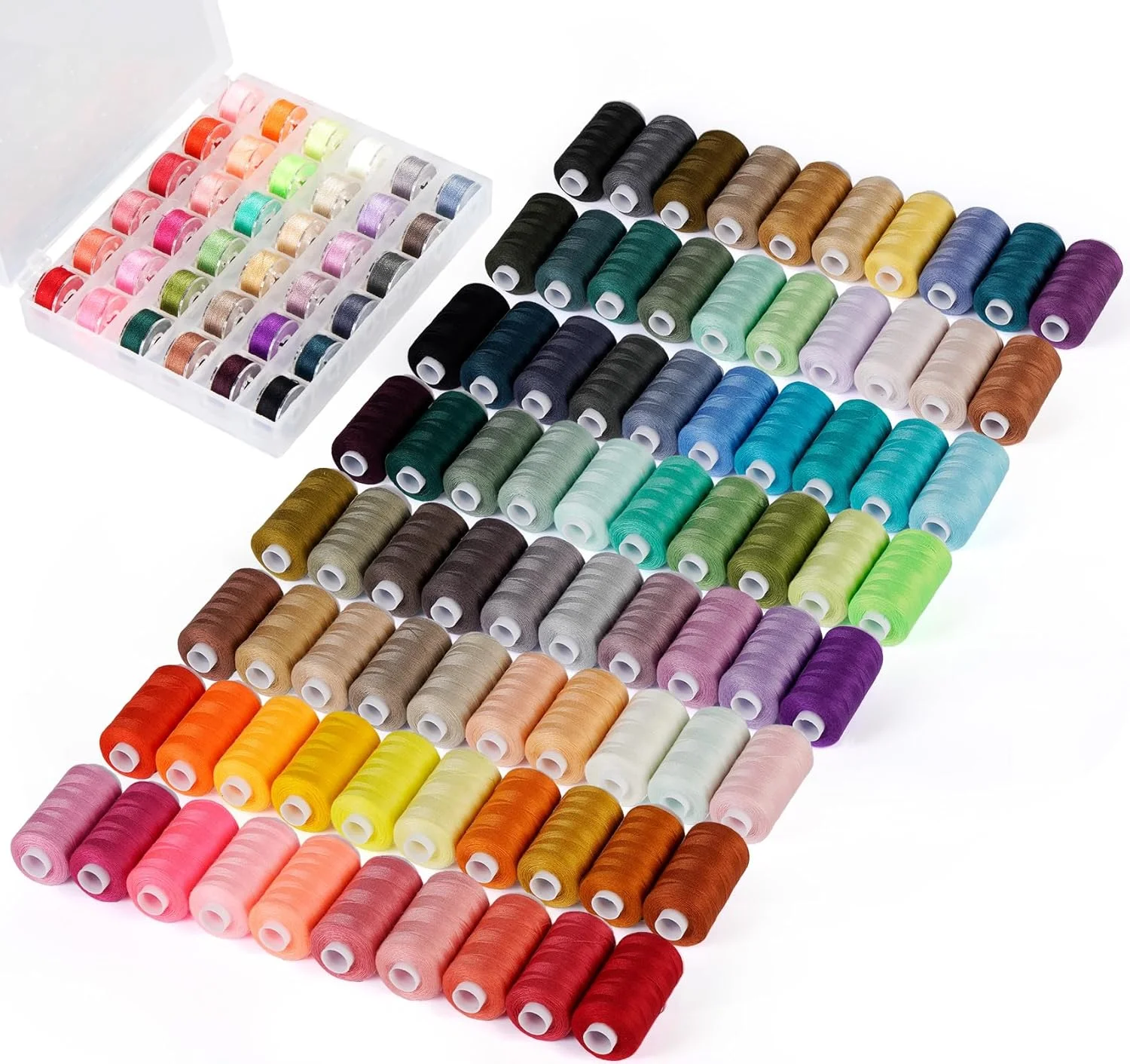 نخ خیاطی ilauke 160 عددی، 80 رنگ 700 یارد در هر قرقره با ماسوره های از پیش پیچیده شده، مجموعه نخ پلی استر چرخ خیاطی برای چرخ های Brother Singer Janome نخ خیاطی ilauke 160 عددی، 80 رنگ 700 یارد در هر قرقره با ماسوره های از پیش پیچیده شده، مجموعه نخ پلی استر چرخ خیاطی برای چرخ های Brother Singer Janome