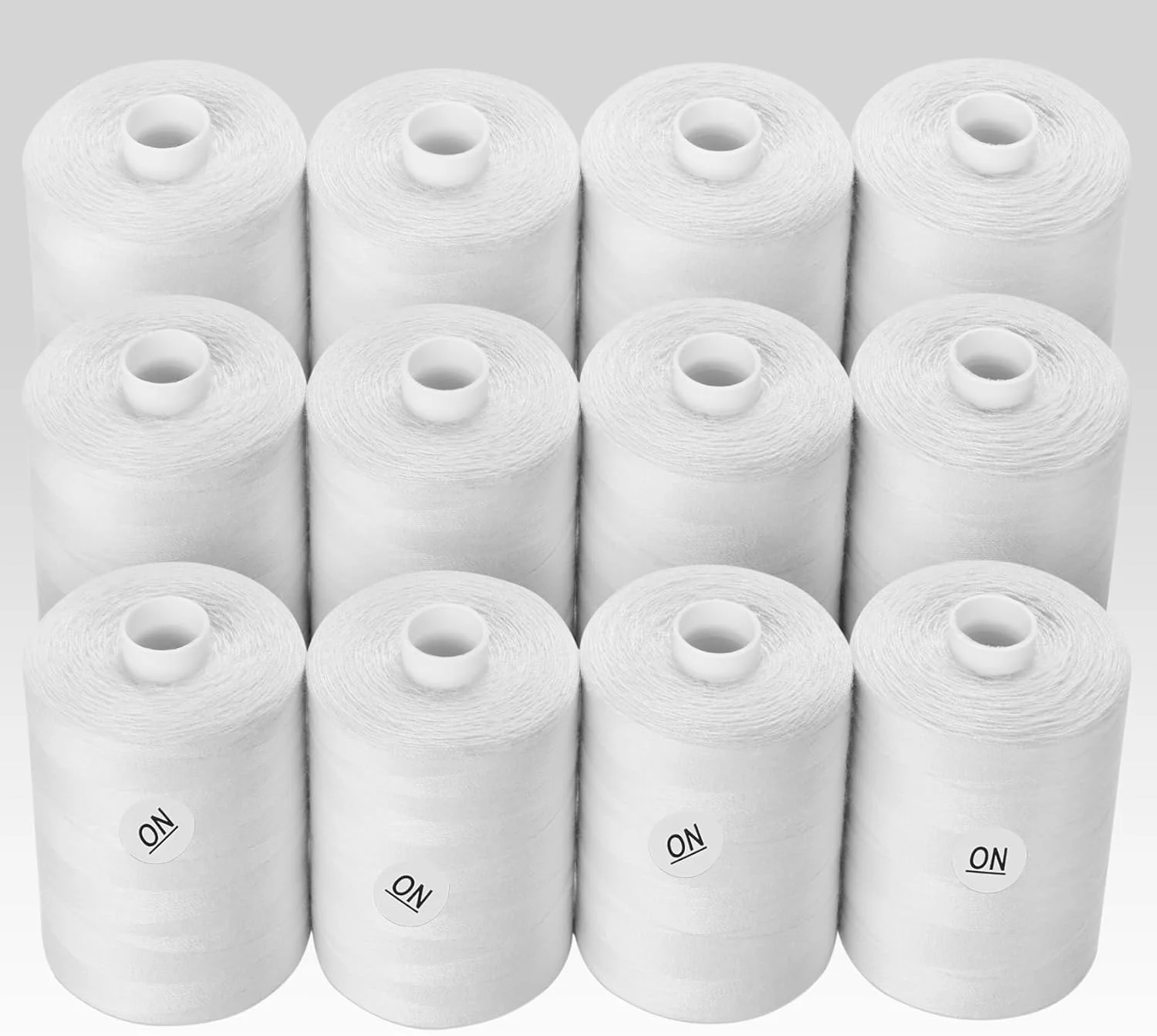 نخ خیاطی ilauke، 12 قرقره نخ خیاطی سفید 1000 یارد در هر نخ پلی استر، نخ ماسوره از پیش پیچیده شده نخ سفید برای چرخ خیاطی و نخ لحاف دوزی دستی