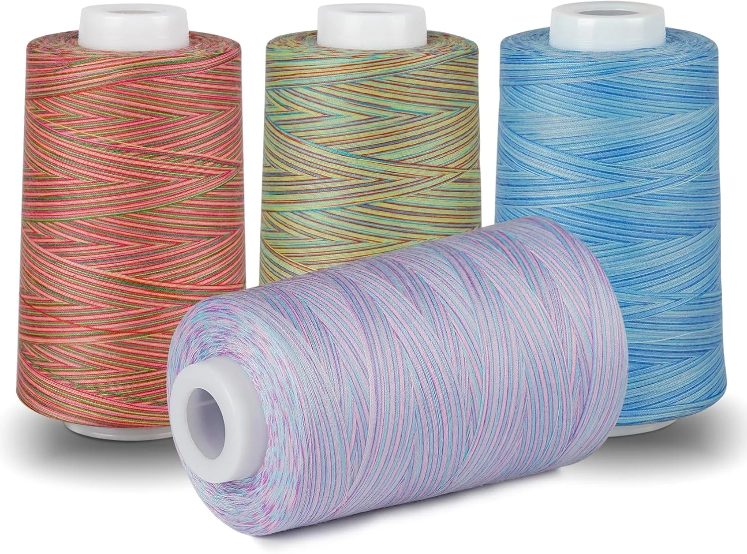 نخ خیاطی ilauke، 4 رول نخ 5000 یاردی برای خیاطی، کیت نخ پلی استر رنگارنگ، قرقره های نخ پلی استر برای گلدوزی دستی DIY یا خیاطی ماشینی