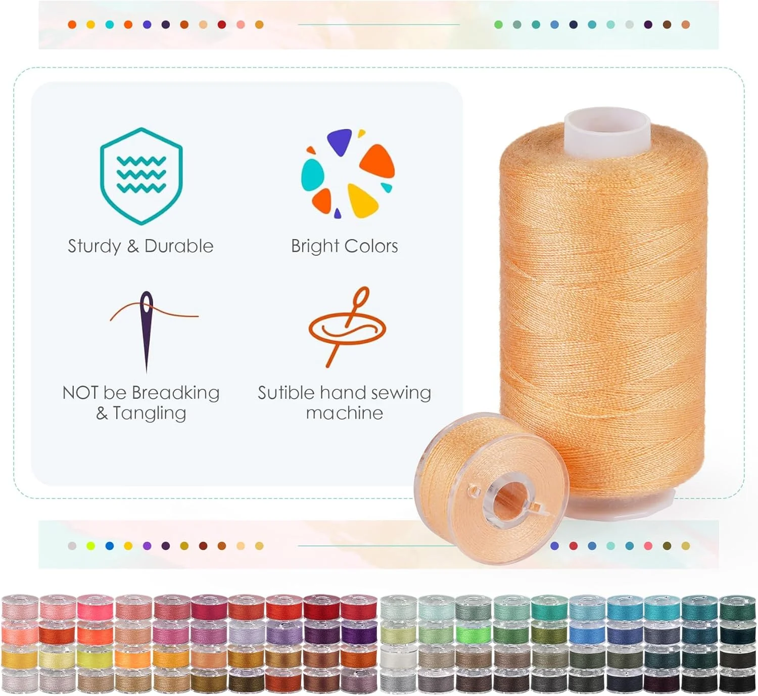 نخ خیاطی ilauke 160 عددی، 80 رنگ 700 یارد در هر قرقره با ماسوره های از پیش پیچیده شده، مجموعه نخ پلی استر چرخ خیاطی برای چرخ های Brother Singer Janome نخ خیاطی ilauke 160 عددی، 80 رنگ 700 یارد در هر قرقره با ماسوره های از پیش پیچیده شده، مجموعه نخ پلی استر چرخ خیاطی برای چرخ های Brother Singer Janome