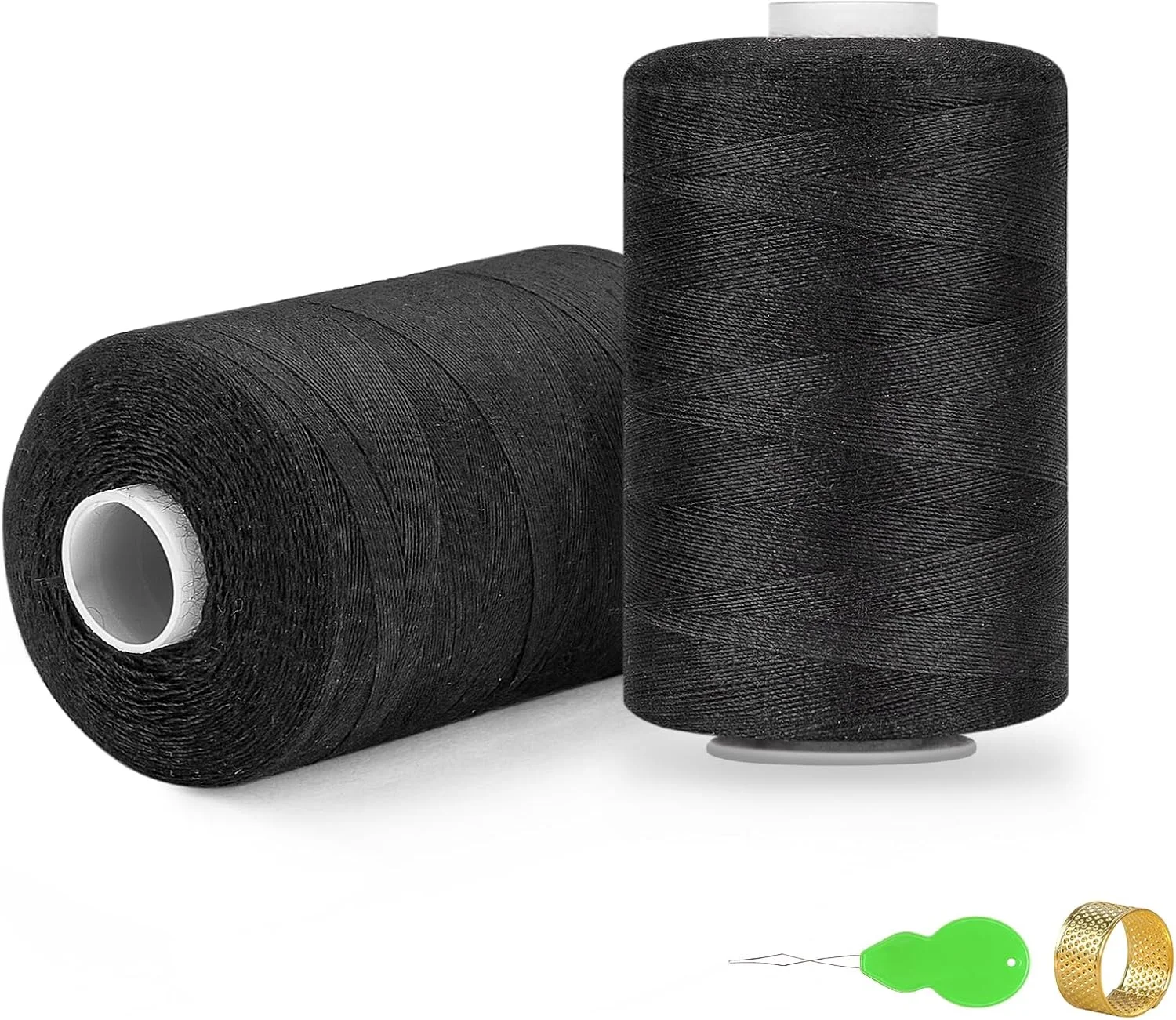 نخ خیاطی ilauke - نخ پلی استر مشکی 1000 یاردی برای لحاف دوزی دستی و چرخ خیاطی