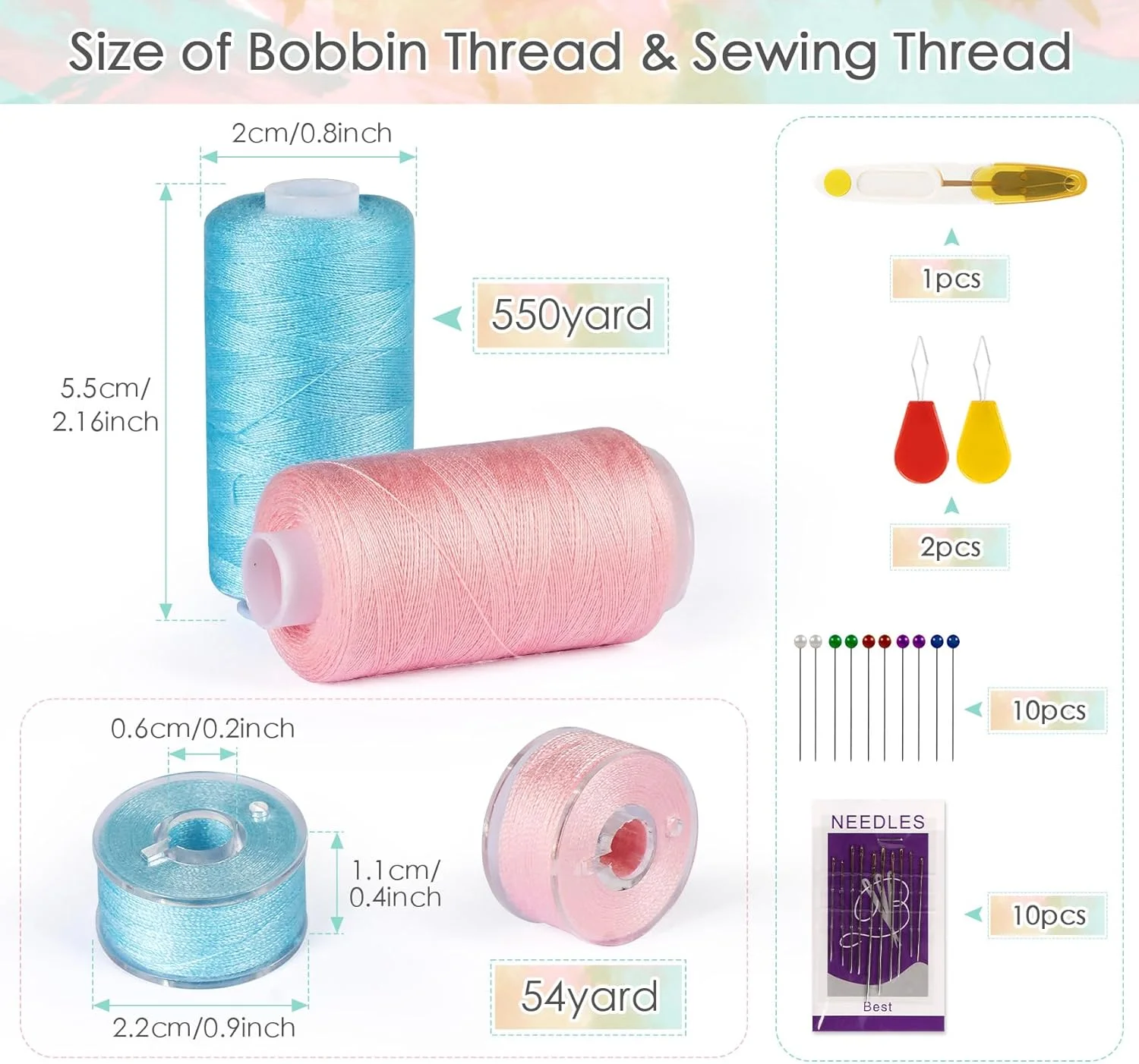 نخ خیاطی ilauke 160 عددی، 80 رنگ 700 یارد در هر قرقره با ماسوره های از پیش پیچیده شده، مجموعه نخ پلی استر چرخ خیاطی برای چرخ های Brother Singer Janome نخ خیاطی ilauke 160 عددی، 80 رنگ 700 یارد در هر قرقره با ماسوره های از پیش پیچیده شده، مجموعه نخ پلی استر چرخ خیاطی برای چرخ های Brother Singer Janome