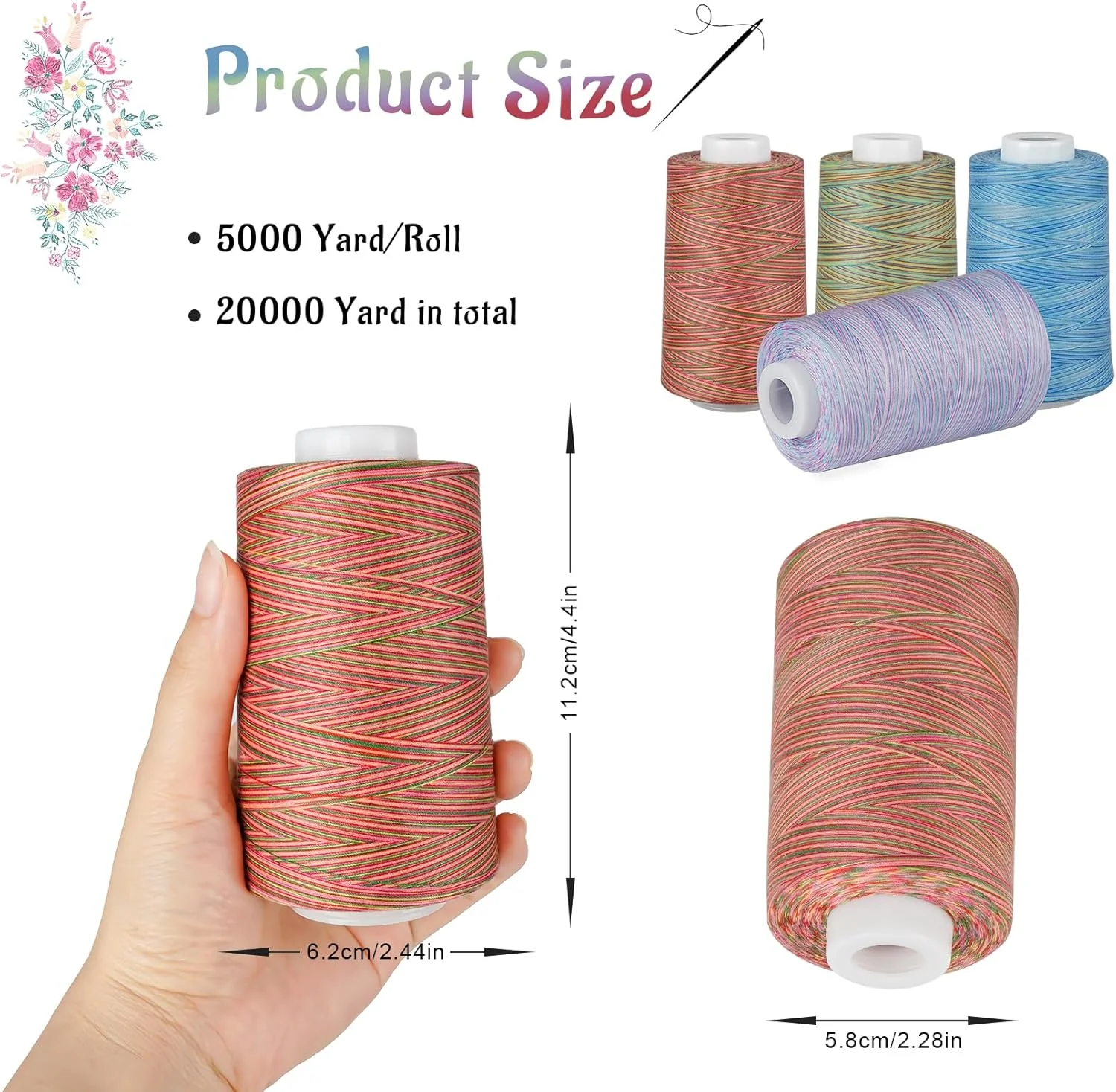 نخ خیاطی ilauke، 4 رول نخ 5000 یاردی برای خیاطی، کیت نخ پلی استر رنگارنگ، قرقره های نخ پلی استر برای گلدوزی دستی DIY یا خیاطی ماشینی نخ خیاطی ilauke، 4 رول نخ 5000 یاردی برای خیاطی، کیت نخ پلی استر رنگارنگ، قرقره های نخ پلی استر برای گلدوزی دستی DIY یا خیاطی ماشینی