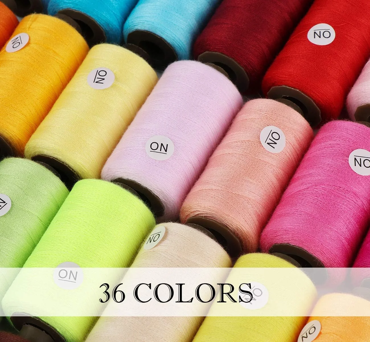 نخ خیاطی ilauke، 21600 یارد نخ 40S/2 برای خیاطی، مجموعه نخ های خیاطی سردوز پلی استر 36 رنگ با 10 سوزن، انگشتانه، سوزن نخ کن برای لوازم خیاطی ماشین خیاطی دستی DIY