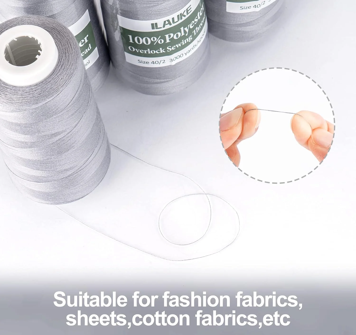 نخ سردوز ایلاوکه 3000 یاردی، 4 عدد مخروطی در هر قرقره، نخ خیاطی 100% پلی استر، نخ خیاطی همه منظوره برای چرخ خیاطی سردوز، لوازم خیاطی مخروطی اورلاک، 40S/2 خاکستری نخ سردوز ایلاوکه 3000 یاردی، 4 عدد مخروطی در هر قرقره، نخ خیاطی 100% پلی استر، نخ خیاطی همه منظوره برای چرخ خیاطی سردوز، لوازم خیاطی مخروطی اورلاک، 40S/2 خاکستری