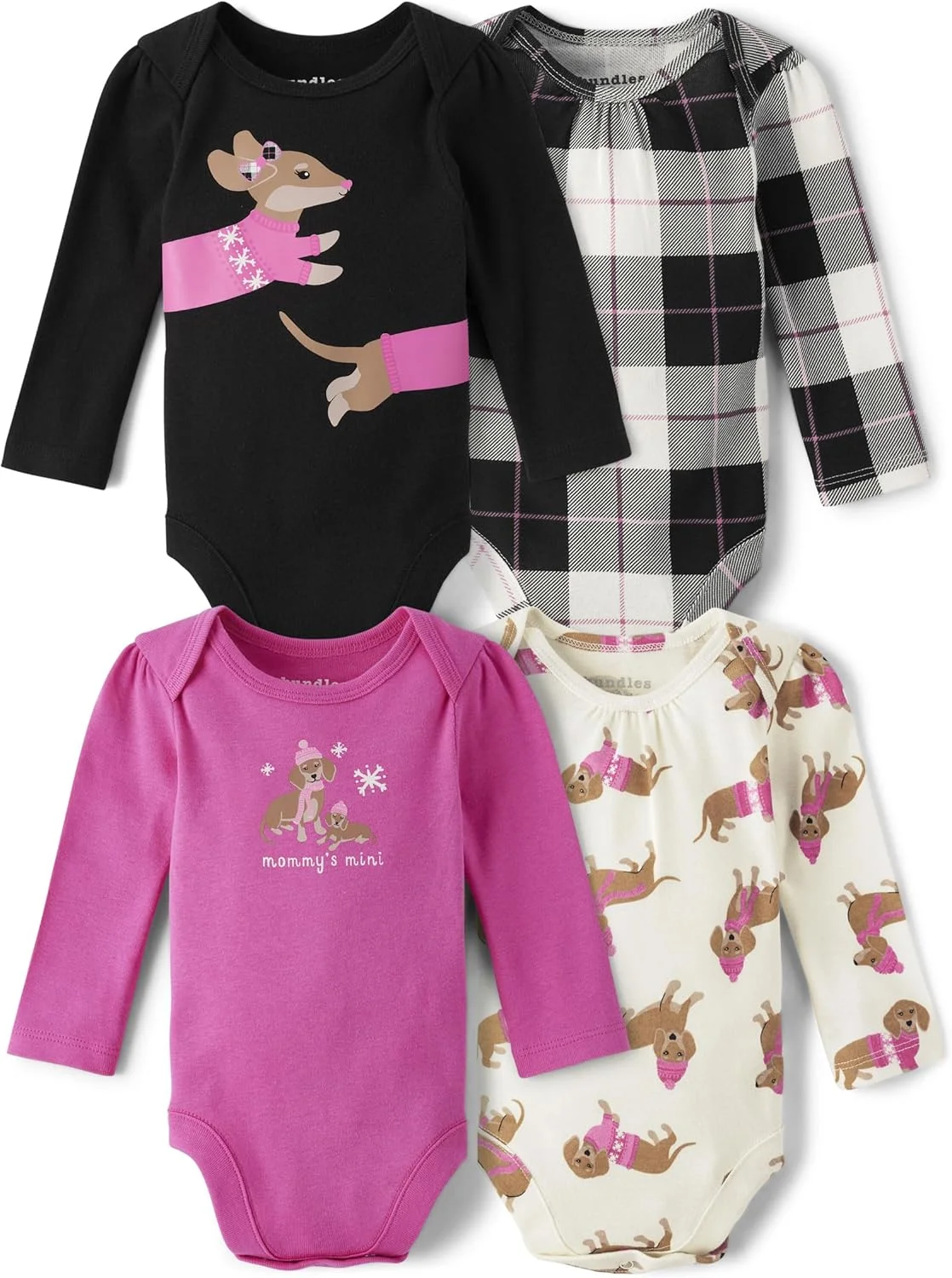 بادی آستین بلند نوزادی دخترانه The Children's Place (بسته 4 عددی)