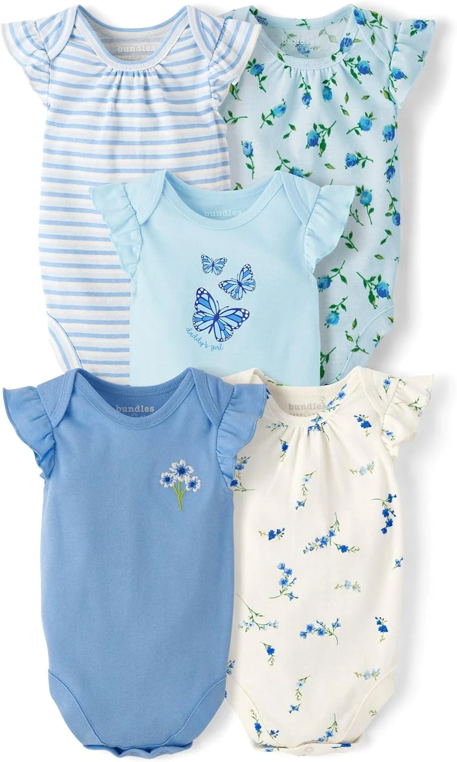 The Children's Place بادی آستین کوتاه نوزادی دخترانه، بسته های چندتایی (بسته 5 عددی)