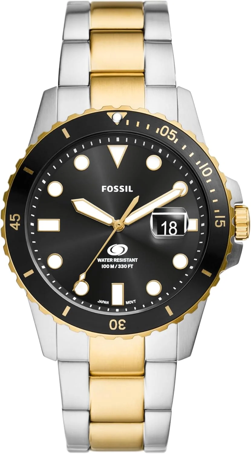 ساعت مچی مردانه فسیل مدل Fossil Blue Dive سه عقربه تاریخ دار دو رنگ استیل - FS6031