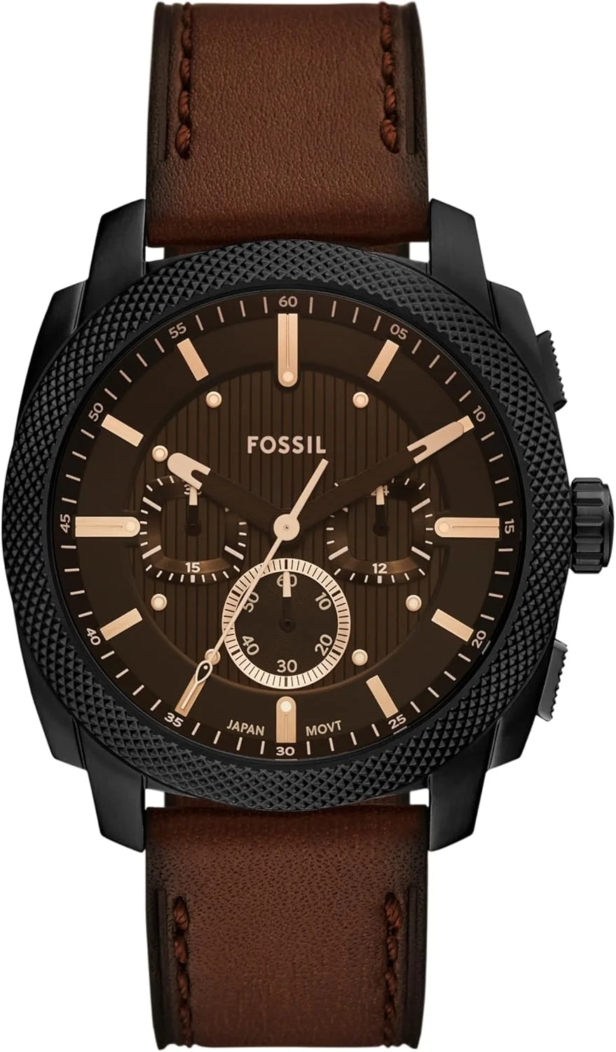 ساعت مچی مردانه فسیل مدل Machine Chronograph، استیل ضد زنگ، چرم قهوه ای/مشکی، 44 میلی متر، مدرن