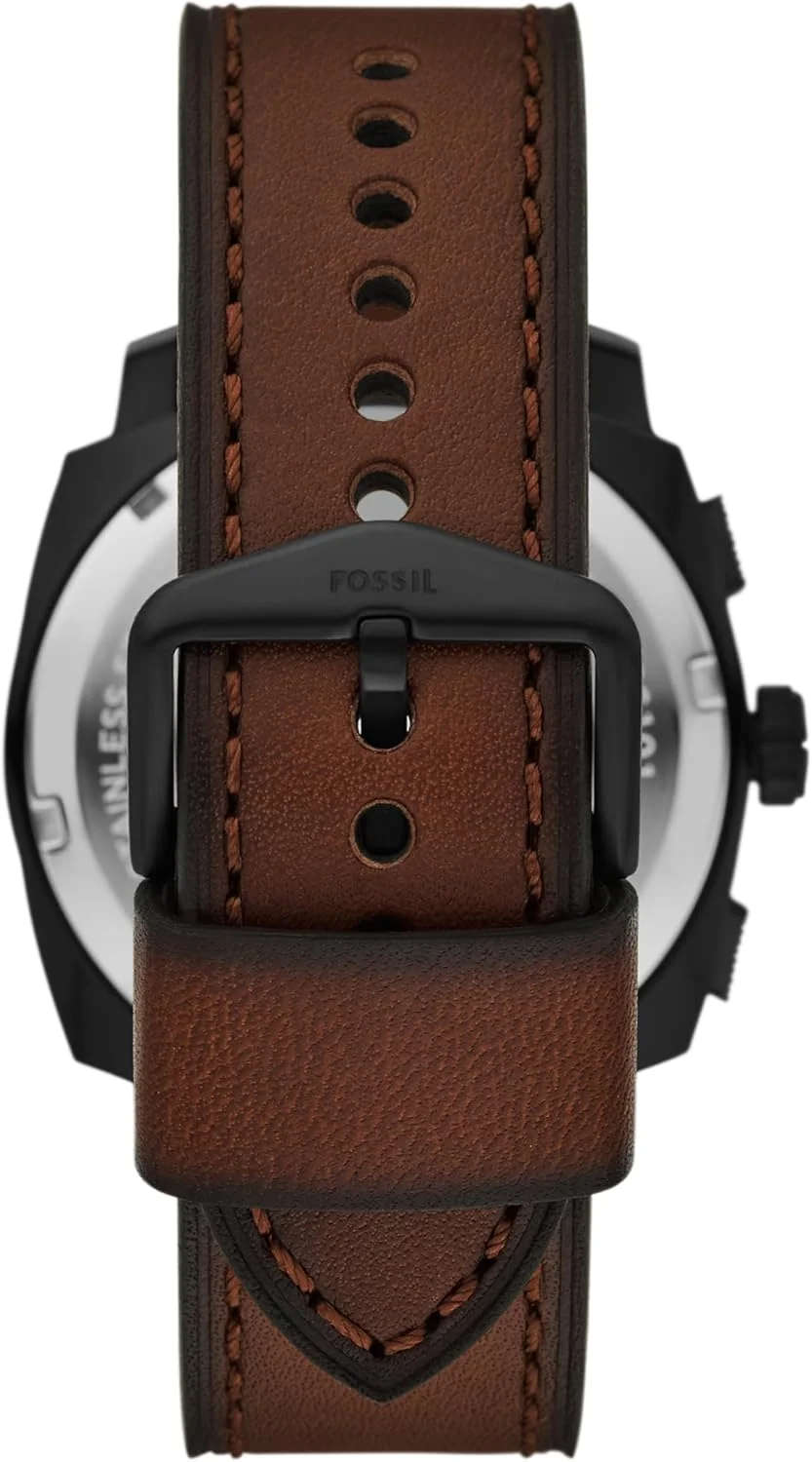 ساعت مچی مردانه فسیل مدل Machine Chronograph، استیل ضد زنگ، چرم قهوه ای/مشکی، 44 میلی متر، مدرن