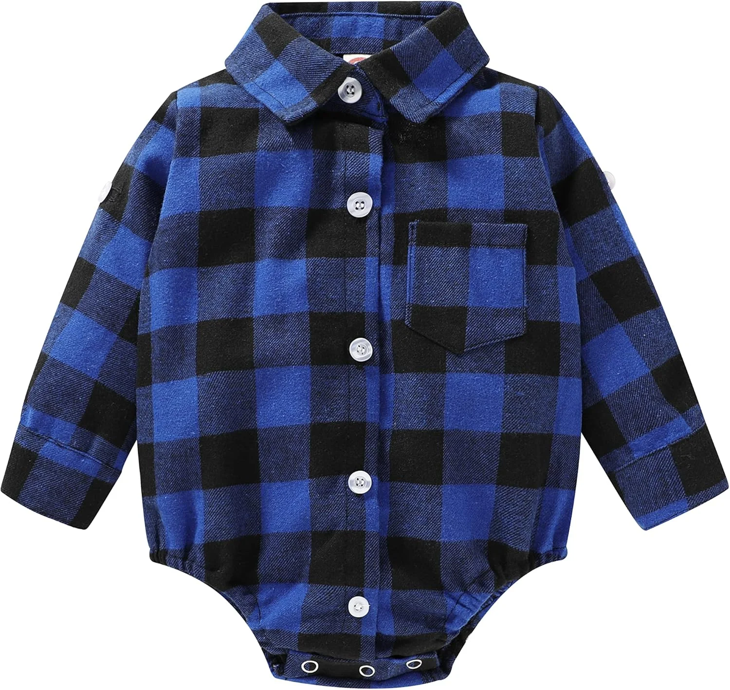 لباس نوزادی پسرانه دخترانه HAPPYMA طرح چهارخانه، رامپر فلانل، تاپ آستین بلند دکمه دار، لباس سرهمی غیر رسمی چهارخانه