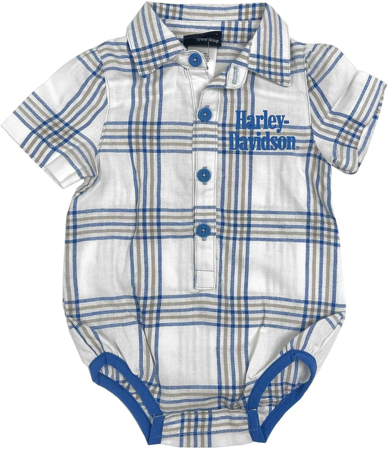 لباس زیر دکمه دار نوزادی دخترانه هارلی-دیویدسون طرح چهارخانه اکلیلی - سفید (9/12 ماهگی)