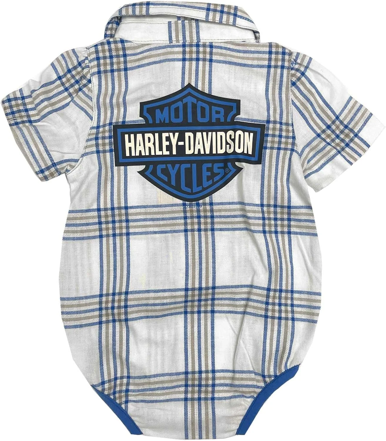لباس زیر دکمه دار نوزادی دخترانه هارلی-دیویدسون طرح چهارخانه اکلیلی - سفید (9/12 ماهگی)