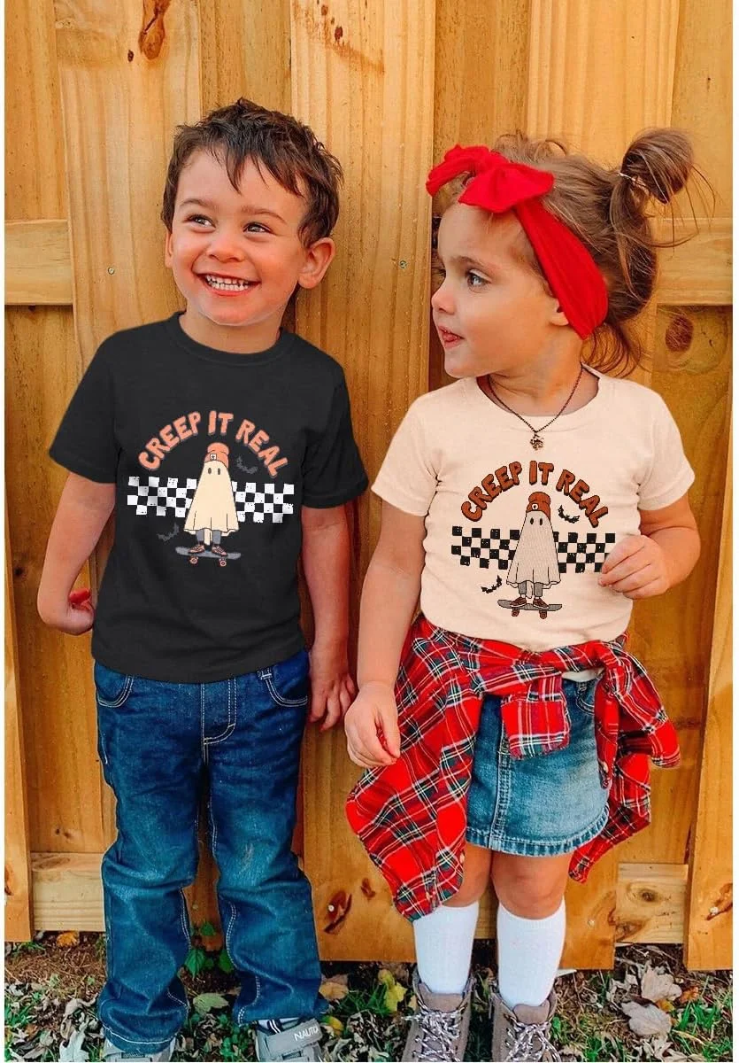 تی شرت هالووین GLIGLITTR برای کودکان نوپا، تیشرت شبح بامزه پسرانه دخترانه، لباس های پاییزی فصل شبح وار