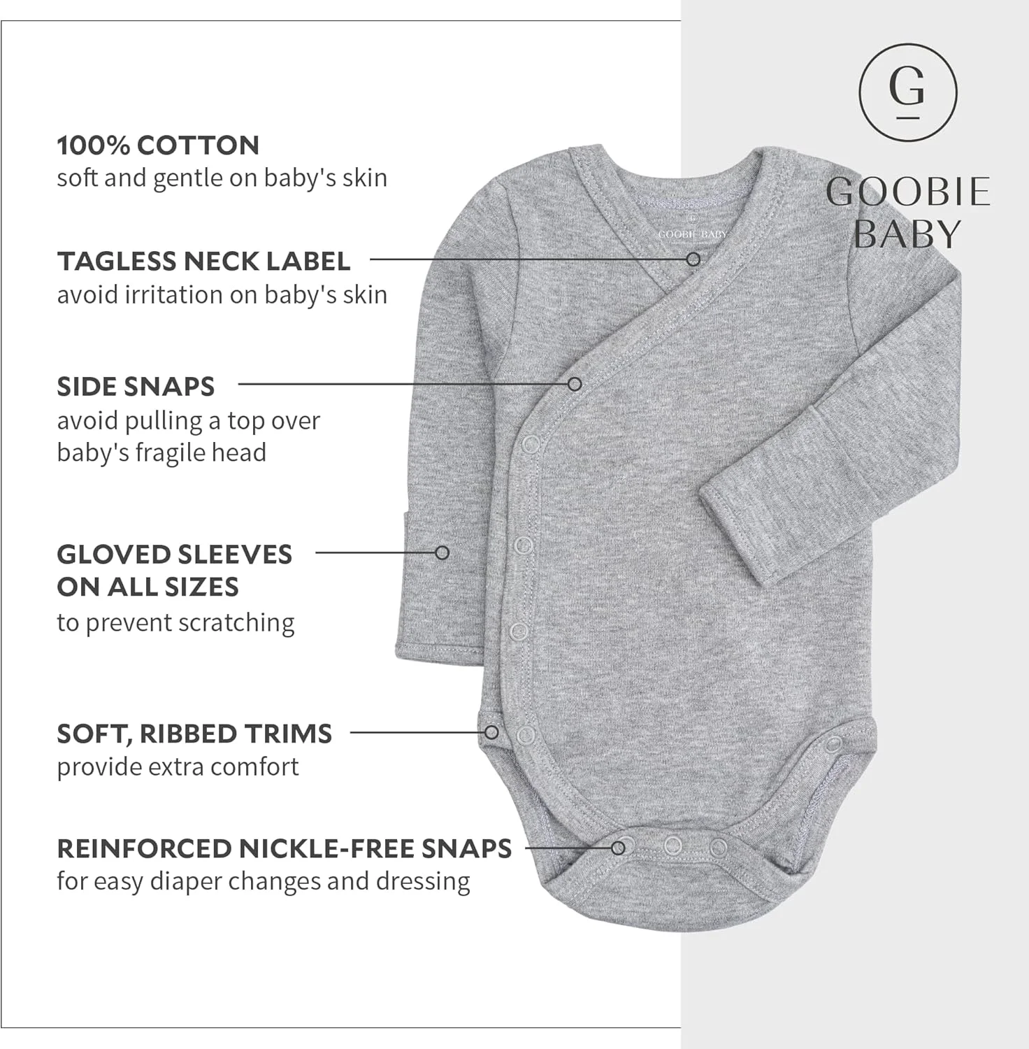 ست بادی نوزادی دکمه دار از پهلو، 100% پنبه پسرانه دخترانه یونی‌سکس کیمونو، بسته 4 عددی