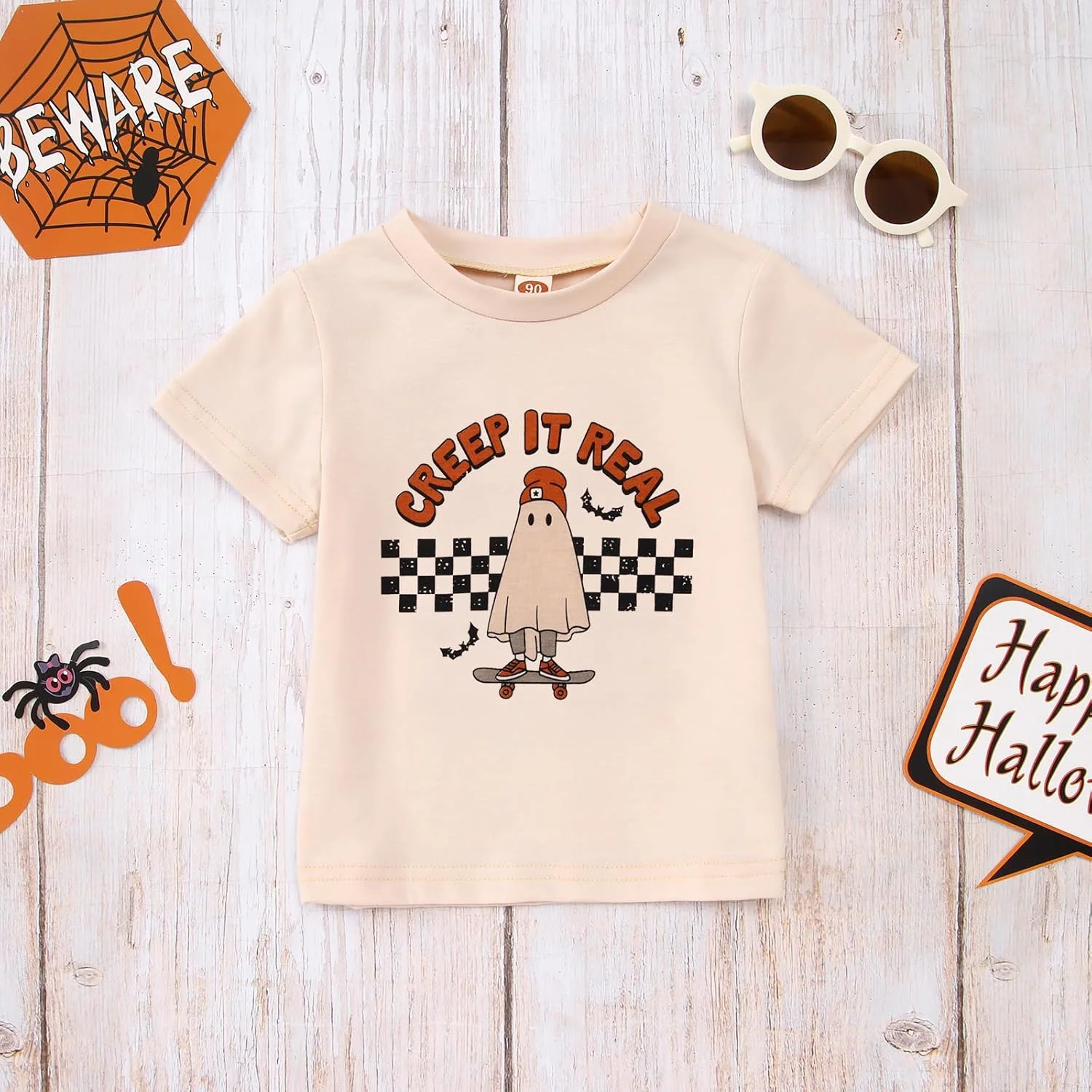 تی شرت هالووین GLIGLITTR برای کودکان نوپا، تیشرت شبح بامزه پسرانه دخترانه، لباس های پاییزی فصل شبح وار