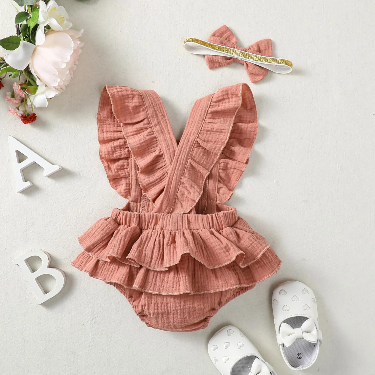 لباس نیمه تولد نوزاد دختر، رامپر لباس نیمه تولد، بادی نیمه راه تا یک سالگی