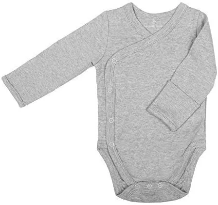 ست بادی نوزادی دکمه دار از پهلو، 100% پنبه پسرانه دخترانه یونی‌سکس کیمونو، بسته 4 عددی