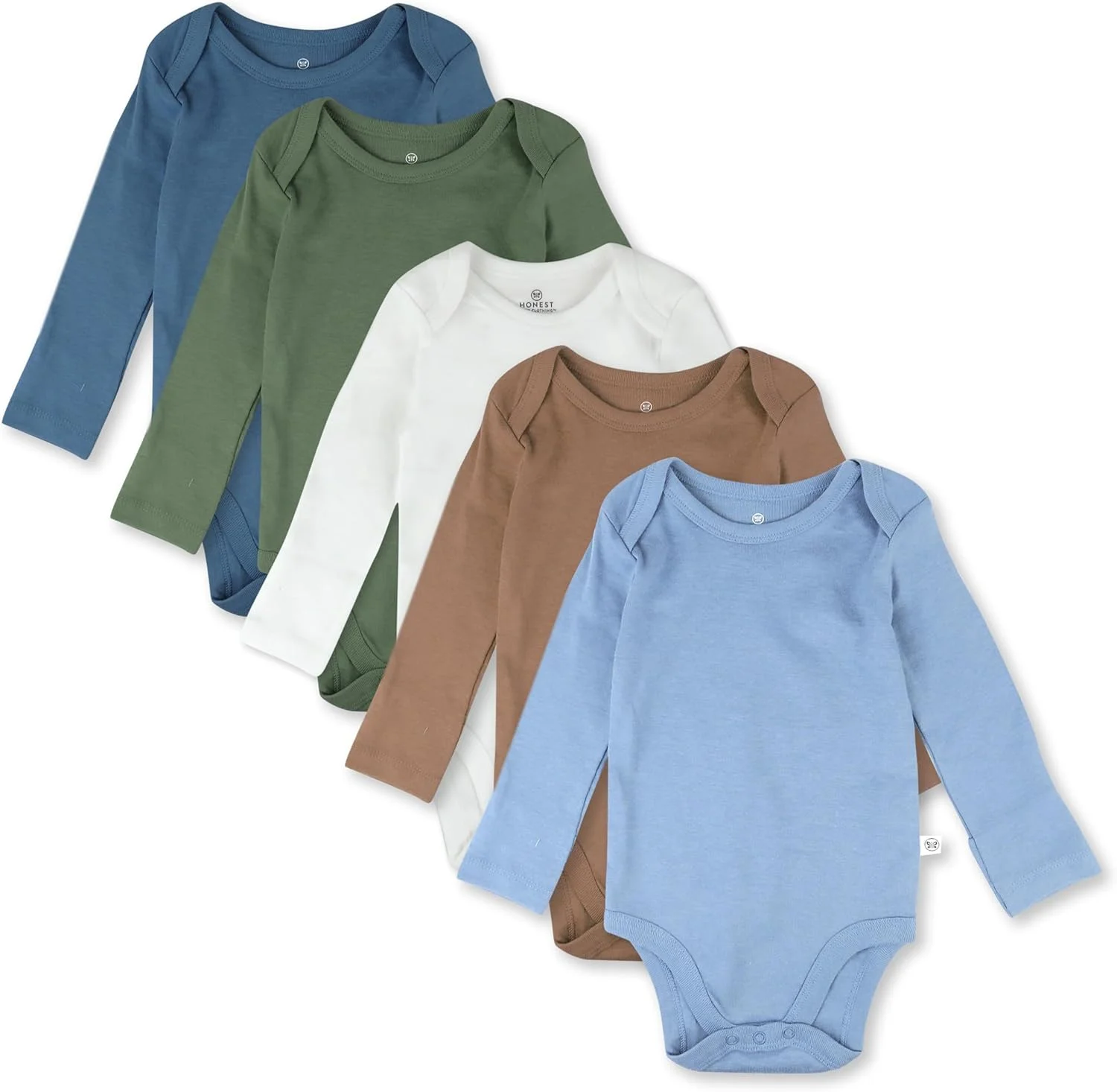 بادی آستین بلند نوزادی ارگانیک HonestBaby - بسته 5 عددی تیشرت نوزاد و کودک