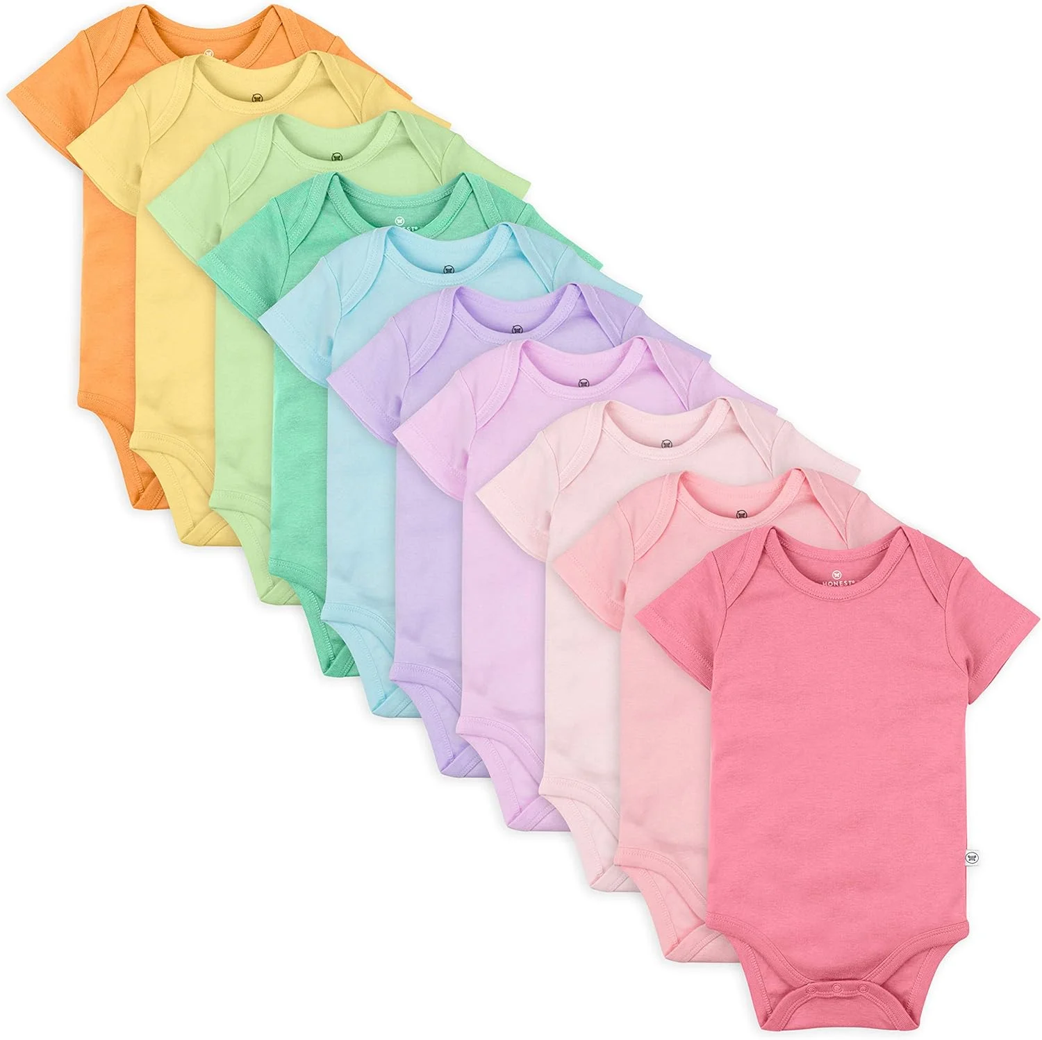 بادی آستین کوتاه نوزادی 10 عددی پنبه ارگانیک HonestBaby ست تی شرت نوزاد و کودک نوپا