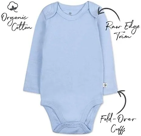 بادی آستین بلند نوزادی ارگانیک HonestBaby - بسته 5 عددی تیشرت نوزاد و کودک