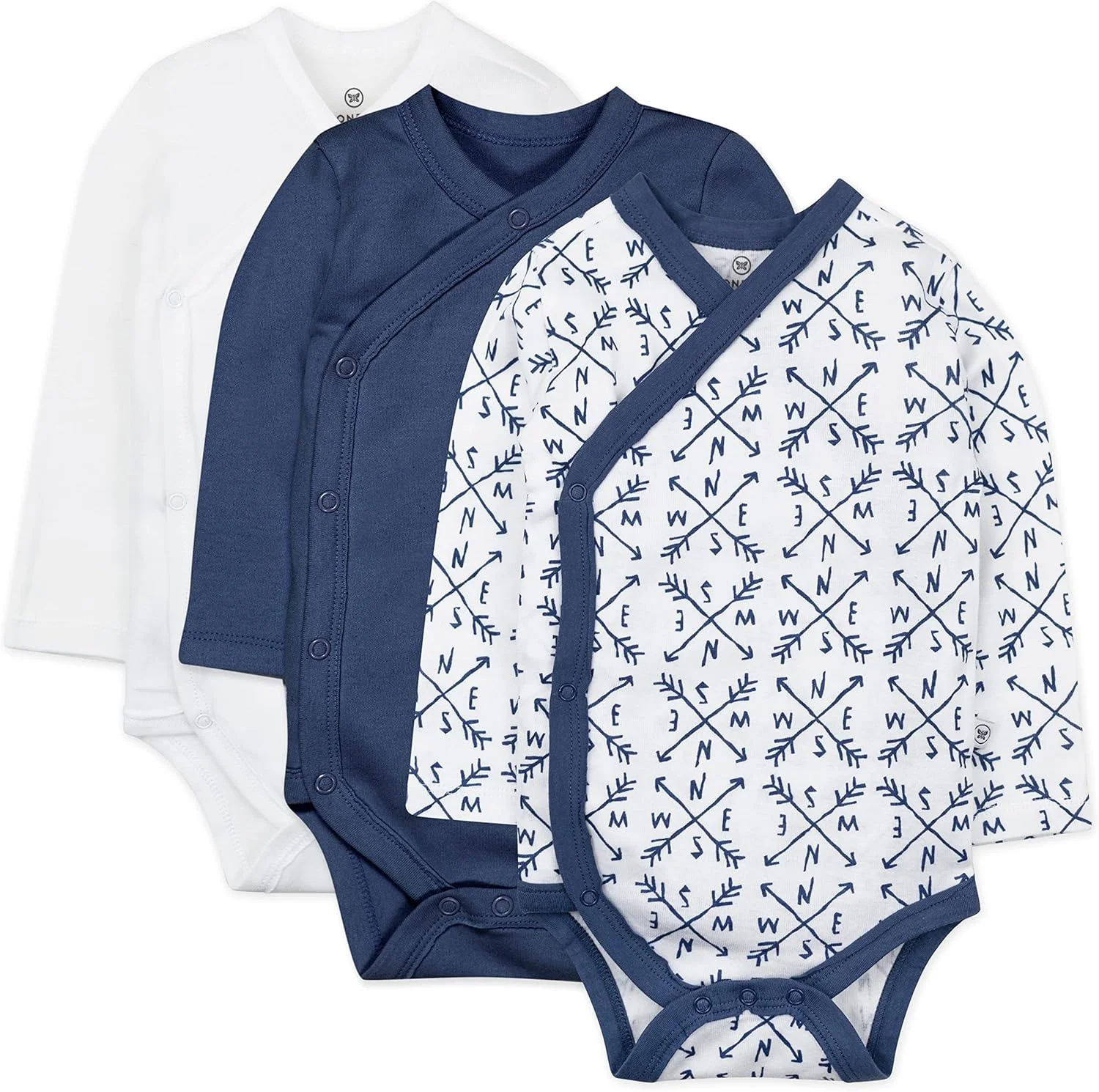 بادی کیمونو آستین بلند نوزاد HonestBaby، بسته 3 عددی، پنبه ارگانیک، مناسب نوزادان پسر، دختر و یونیسکس