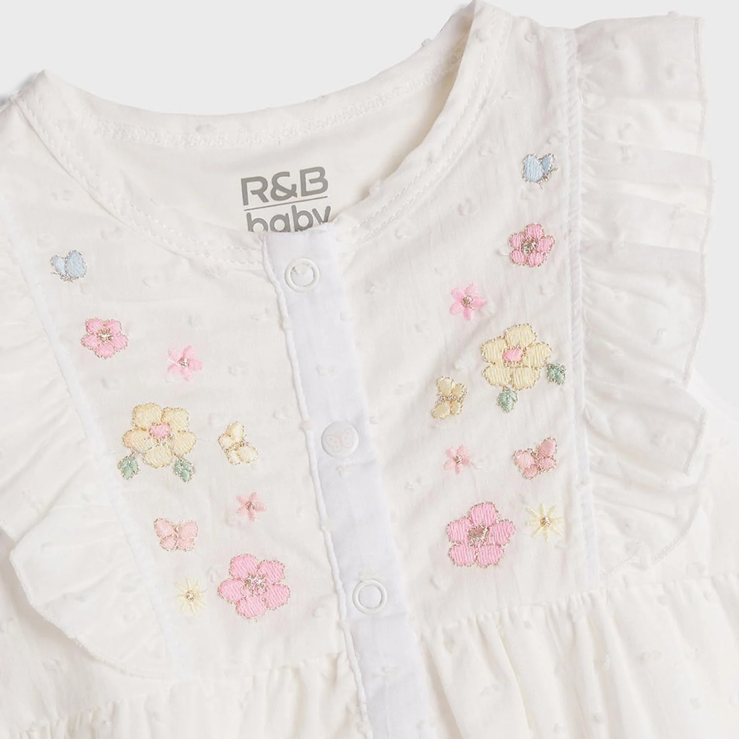 بادی دخترانه R&B مدل 325-1503NG082-1 گلدوزی شده و چین دار