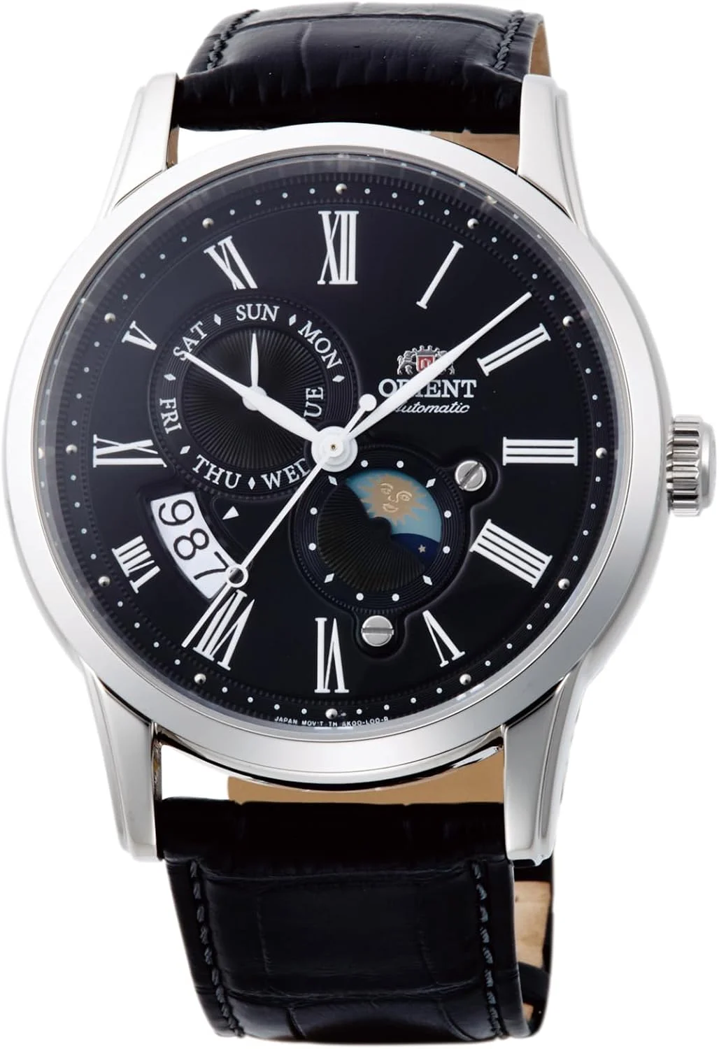 ساعت مچی مردانه اورینت RA-AK0010B مدل Sun and Moon Classic اتوماتیک با بند چرمی، سایز قاب 42.5 میلی متر، مشکی