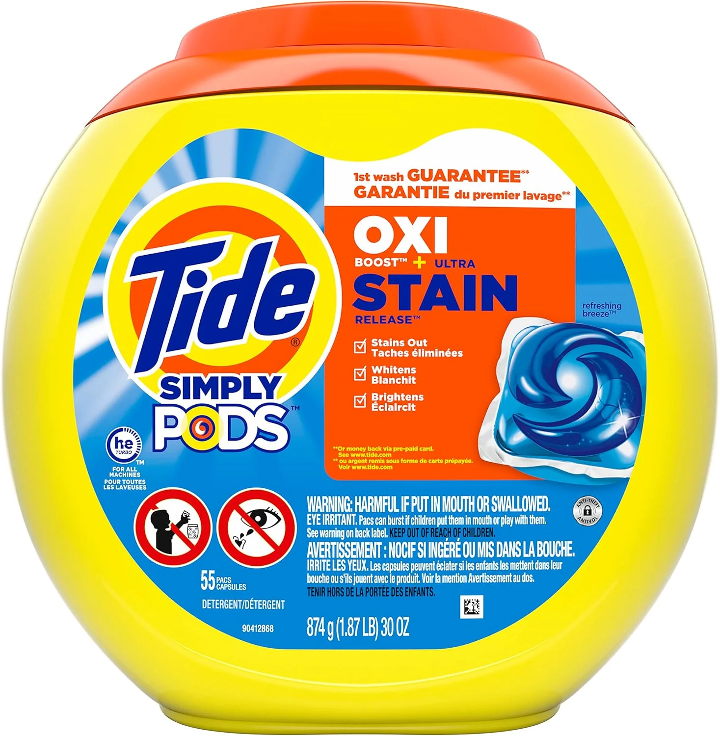 کپسول های شوینده لباس Tide Simply Pods +oxi، رایحه نسیم با طراوت، 55 عدد، 975 میلی لیتر