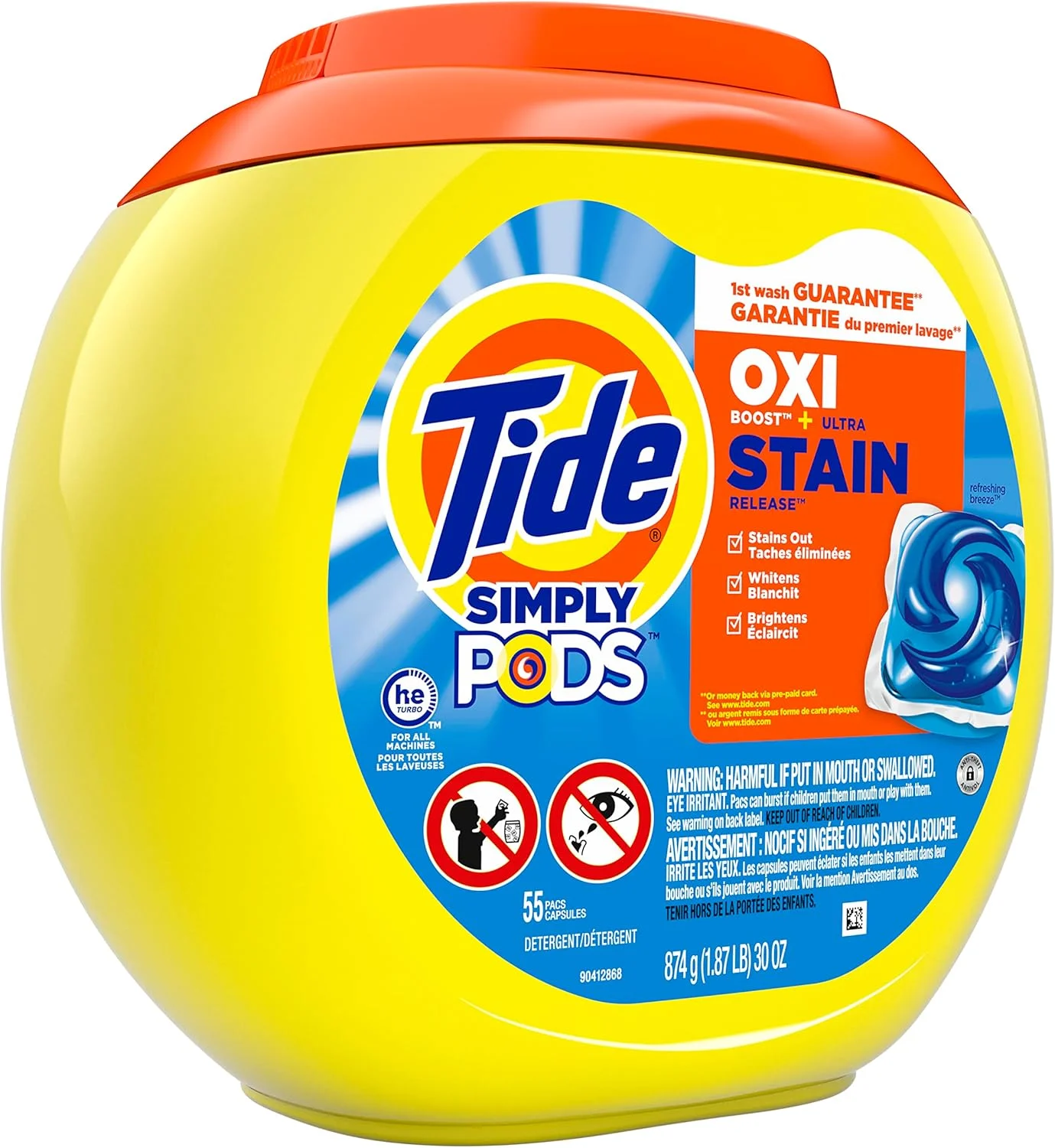 کپسول های شوینده لباس Tide Simply Pods +oxi، رایحه نسیم با طراوت، 55 عدد، 975 میلی لیتر