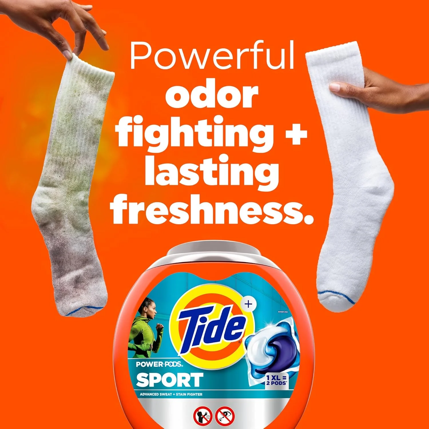پودر لباسشویی کپسولی Tide Power PODS با رایحه Febreze Sport، تعداد 63، کپسول های لباسشویی با طراوت Febreze و محافظت از بوی ورزشی