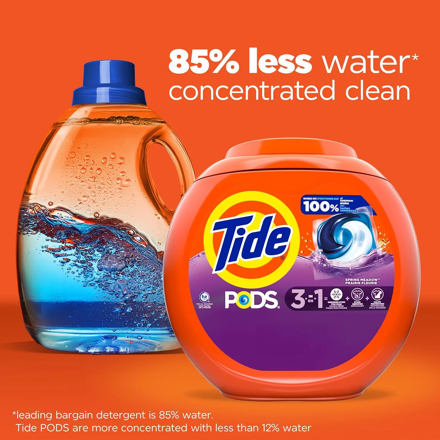 قرص ماشین لباسشویی Tide PODS، شوینده مایع، تمیز کننده قدرتمند 3 در 1 در یک مرحله، سازگار با HE، رایحه بهاری، 76 عدد