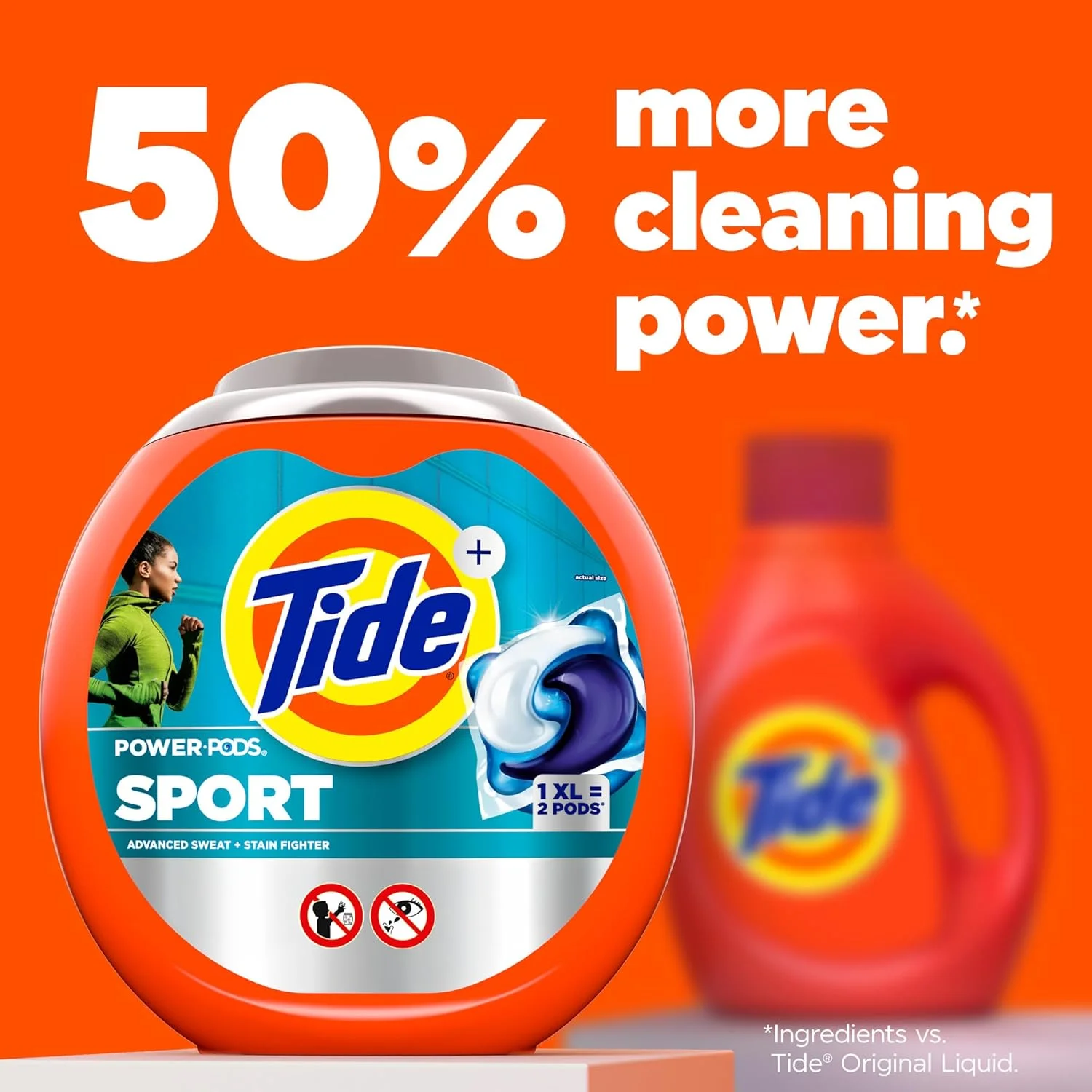 پودر لباسشویی کپسولی Tide Power PODS با رایحه Febreze Sport، تعداد 63، کپسول های لباسشویی با طراوت Febreze و محافظت از بوی ورزشی