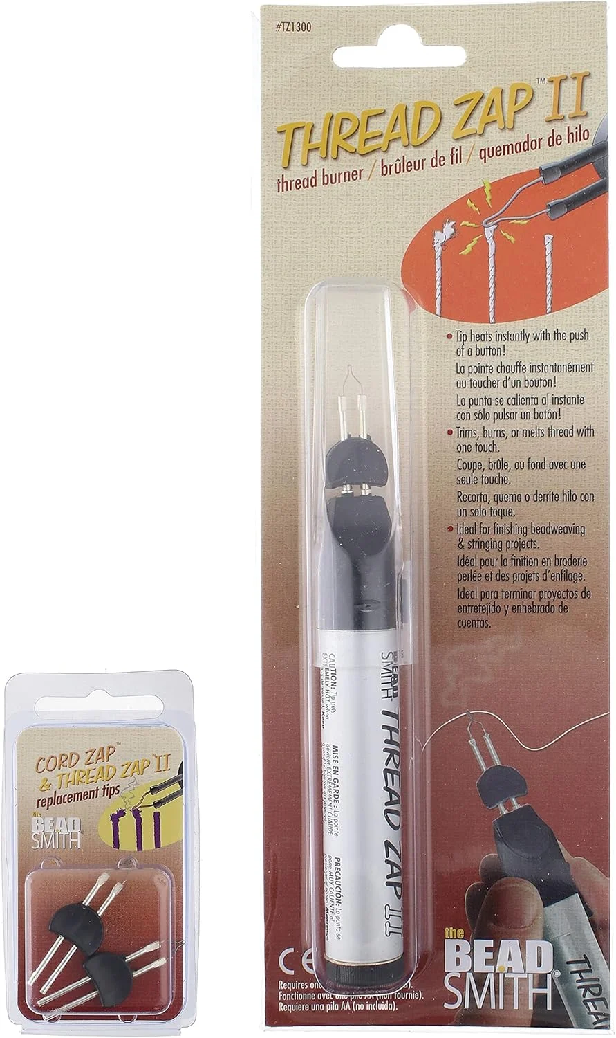 دستگاه نخ سوز Beadsmith Thread Zap - طول 5.25 اینچ - به همراه 2 عدد نوک جایگزین - پیرایش، سوزاندن و ذوب کردن نخ با یک لمس، ایده آل برای تکمیل بافت مهره و پروژه های ریسه ای دستگاه نخ سوز Beadsmith Thread Zap - طول 5.25 اینچ - به همراه 2 عدد نوک جایگزین - پیرایش، سوزاندن و ذوب کردن نخ با یک لمس، ایده آل برای تکمیل بافت مهره و پروژه های ریسه ای