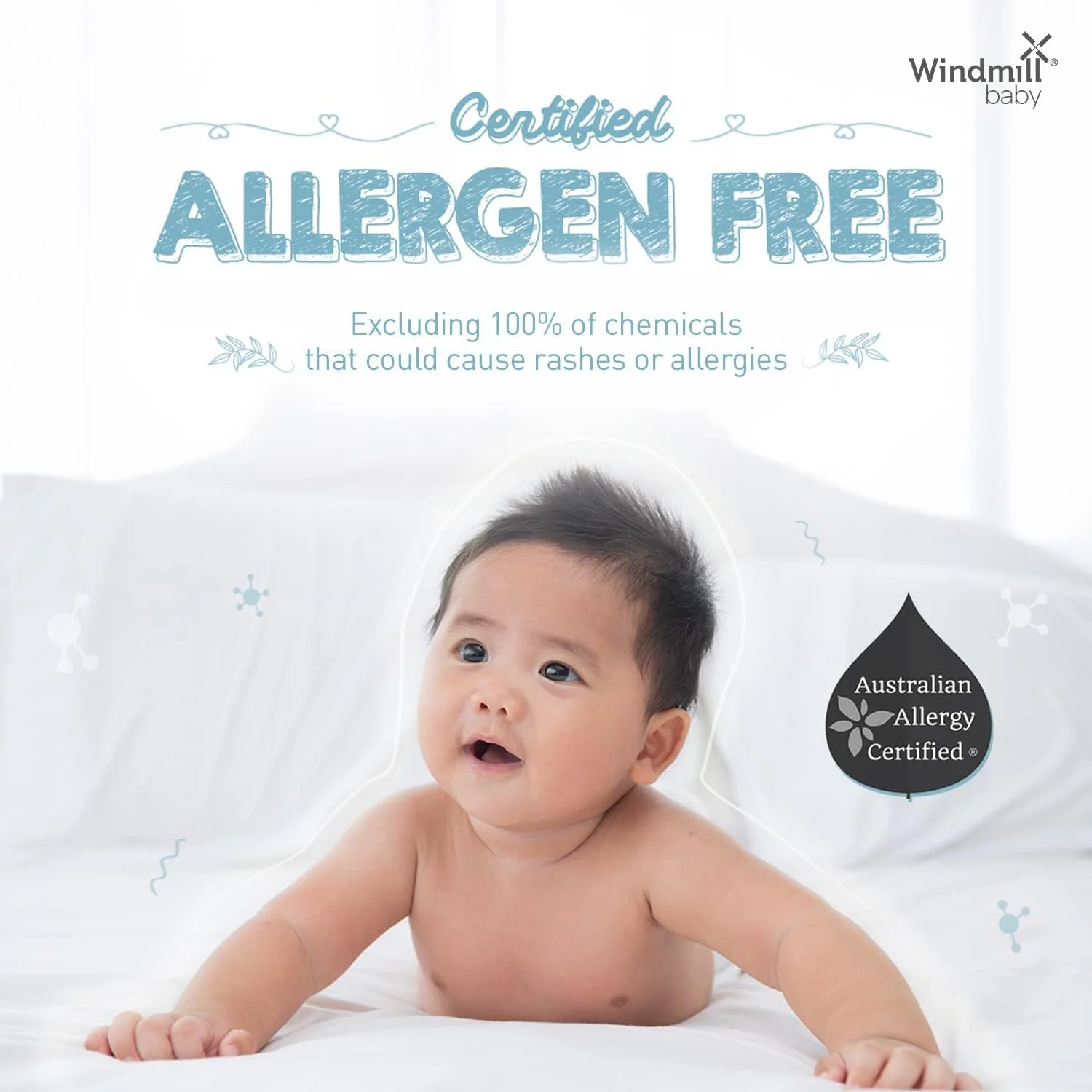 مایع لباسشویی کودک ضد حساسیت Windmill baby، دارای گواهی USDA، پایه گیاهی طبیعی، تمیز کننده عمیق با آنزیم های زیستی، رایحه شکوفه های اسطوخودوس - 900 میلی لیتر