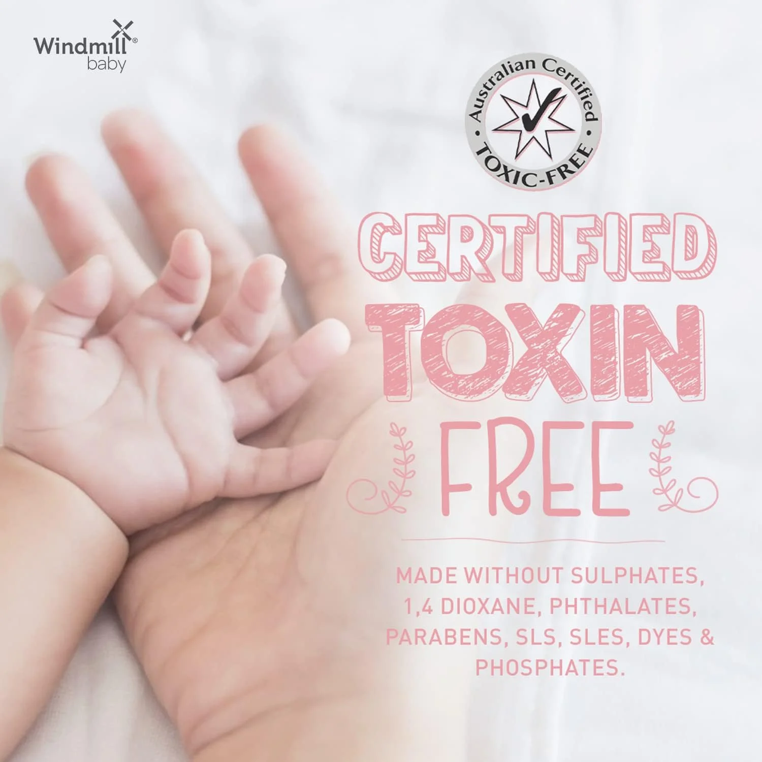 مایع لباسشویی کودک ضد حساسیت Windmill baby، دارای گواهی USDA، پایه گیاهی طبیعی، تمیز کننده عمیق با آنزیم های زیستی، رایحه شکوفه های اسطوخودوس - 900 میلی لیتر