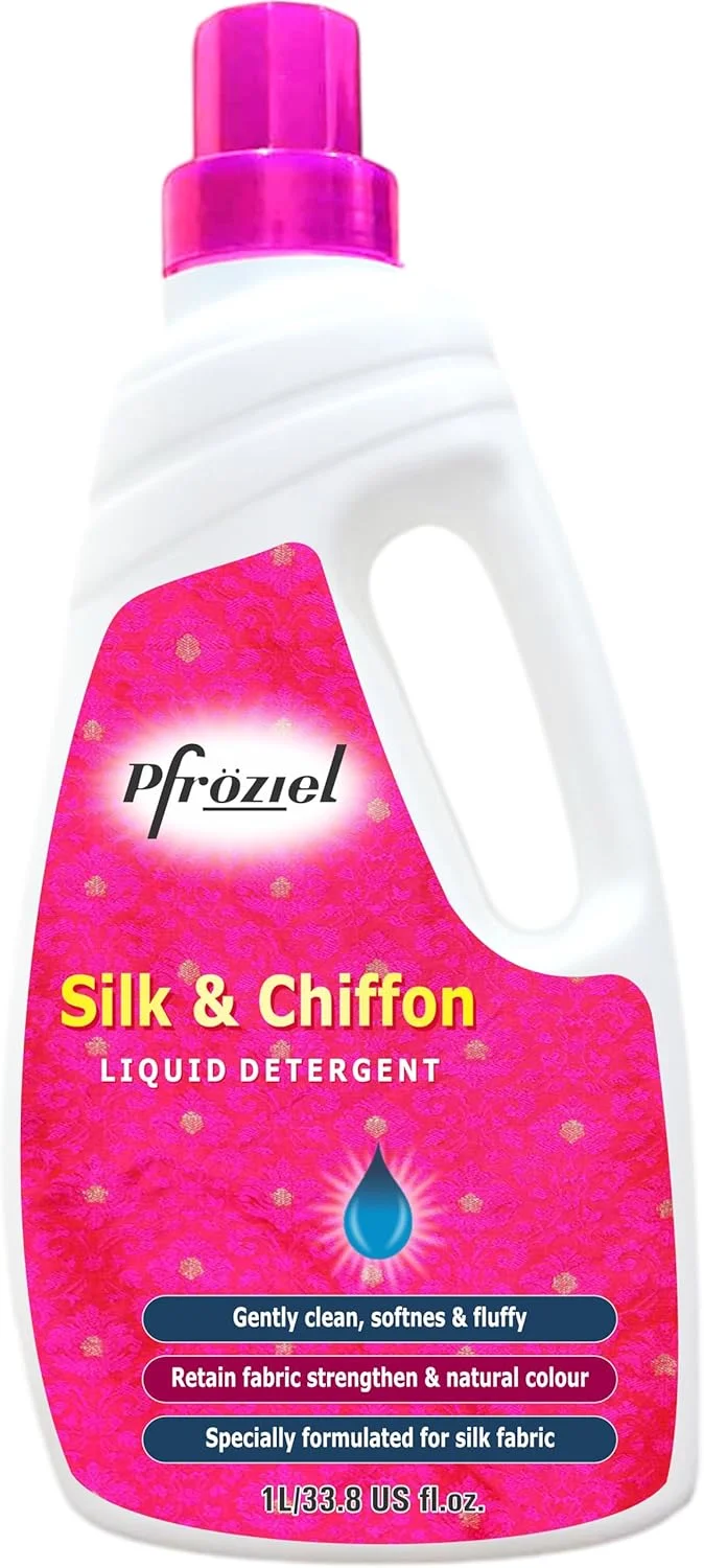 مایع لباسشویی ابریشم و شیفون Pfroziel، حفظ درخشندگی و محافظت از رنگ، بدون مواد شیمیایی مضر، 1 لیتر (1 عدد)