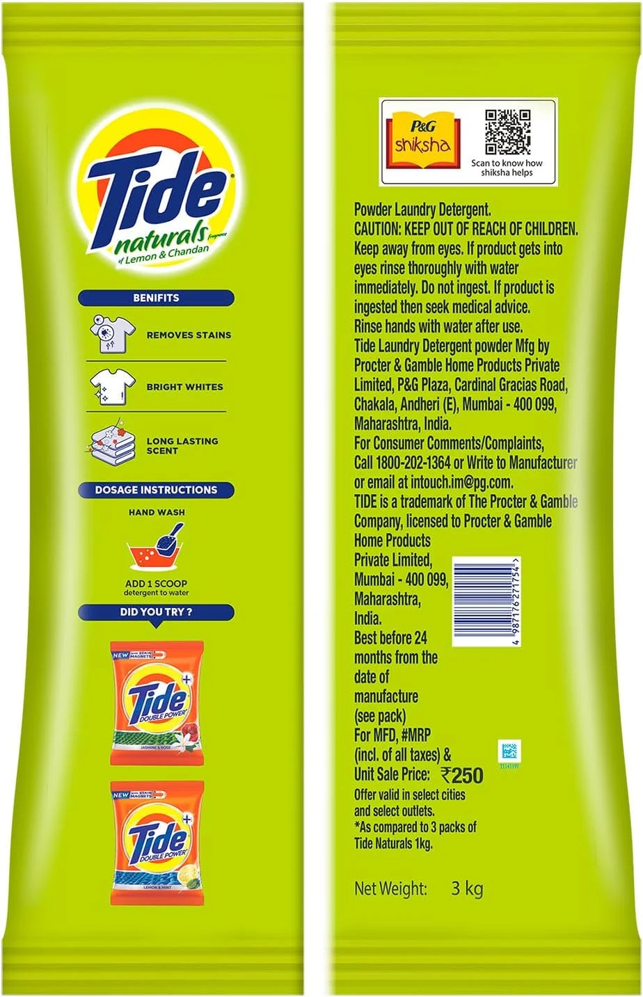 پودر لباسشویی ۳ کیلویی Tide Naturals – لیمو و چاندان
