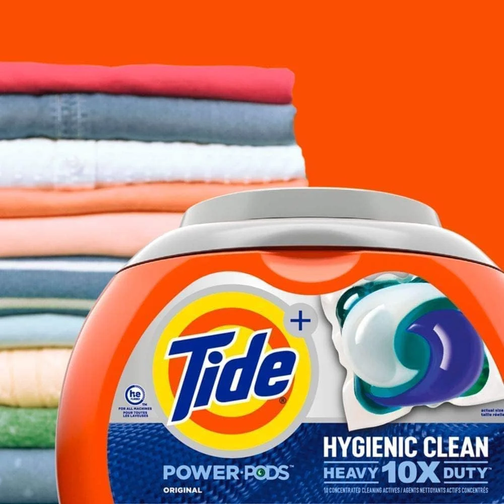 پودر لباسشویی کپسولی تاید Hygienic Clean Heavy Duty 10x Power PODS، رایحه اورجینال، 76 عددی، برای آلودگی های قابل مشاهده و غیر قابل مشاهده، 3.67 کیلوگرم