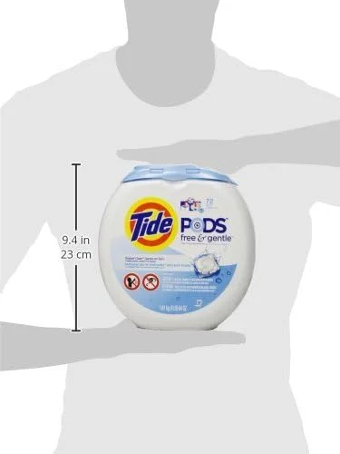پودر لباسشویی Tide PODS Free & Gentle، بسته های مایع شوینده لباس، 72 عددی