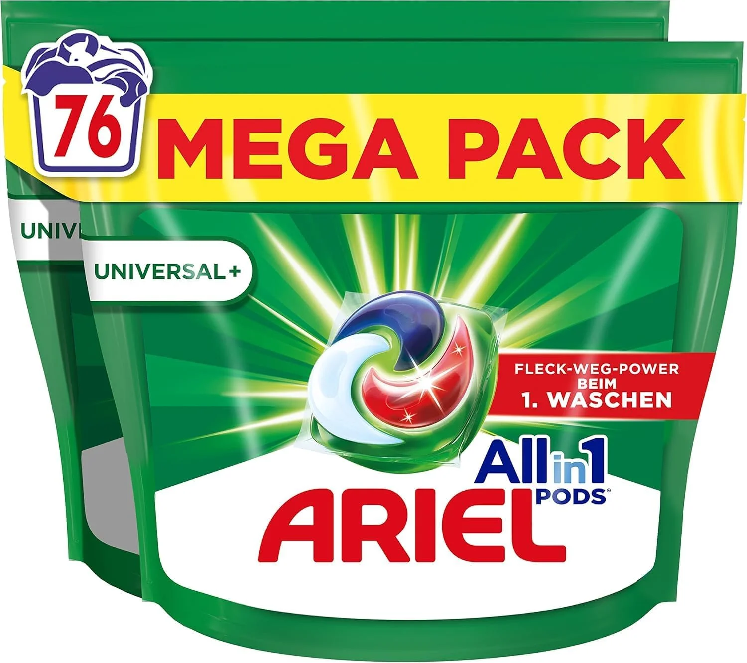 کپسول های ماشین لباسشویی آریل Allin1، کپسول های مایع شوینده یونیورسال + 76 بار شستشو، حتی روی لکه های خشک شده 7 روزه در آب سرد نیز موثر است
