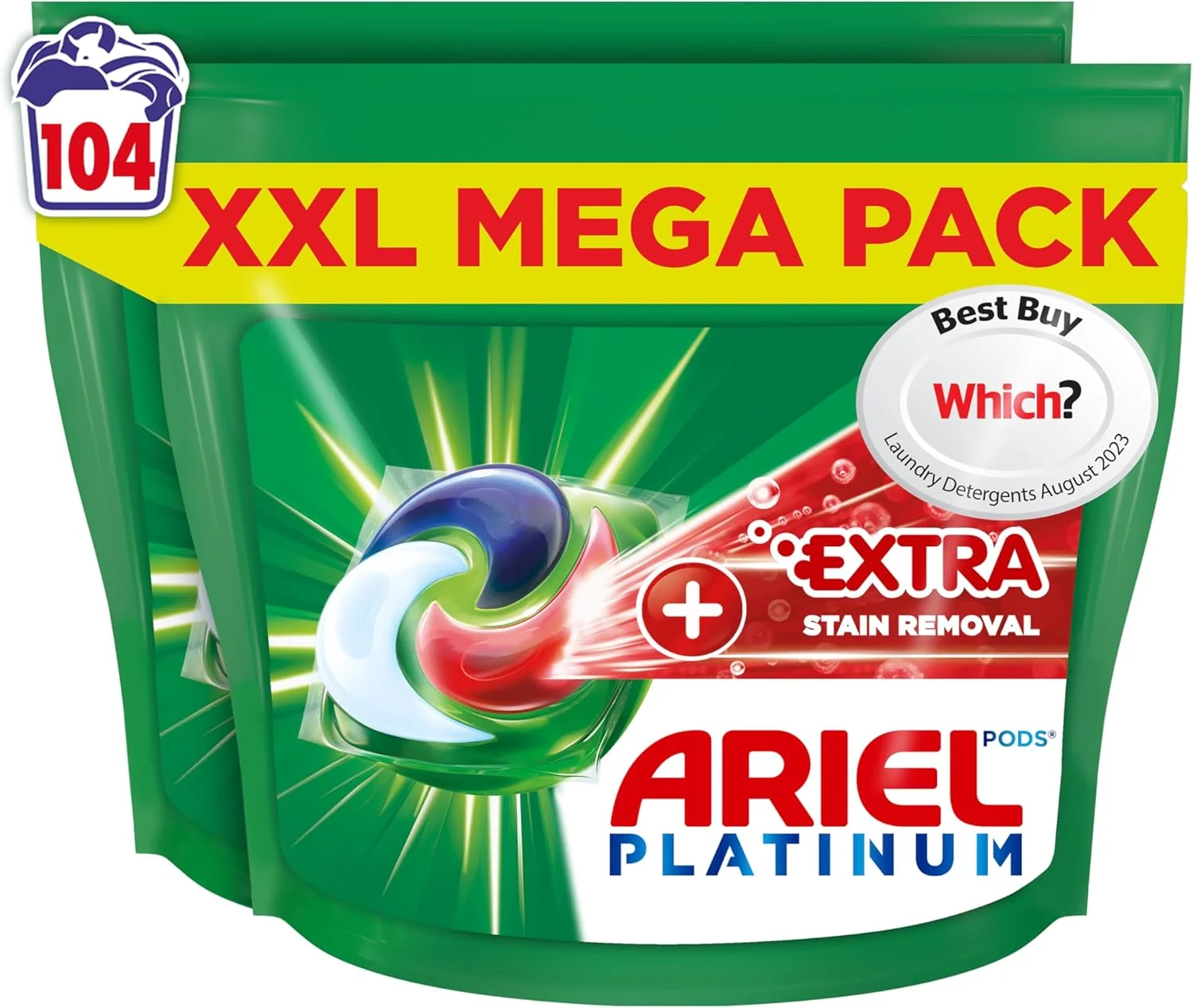 کپسول های شوینده لباسشویی آریل پلاتینیوم PODS®، 100 بار شستشو - حذف لکه های اضافی، فناوری تمیز کنندگی عمیق، حل شدن در آب سرد، بسته بندی زیست تخریب پذیر و سازگار با محیط زیست